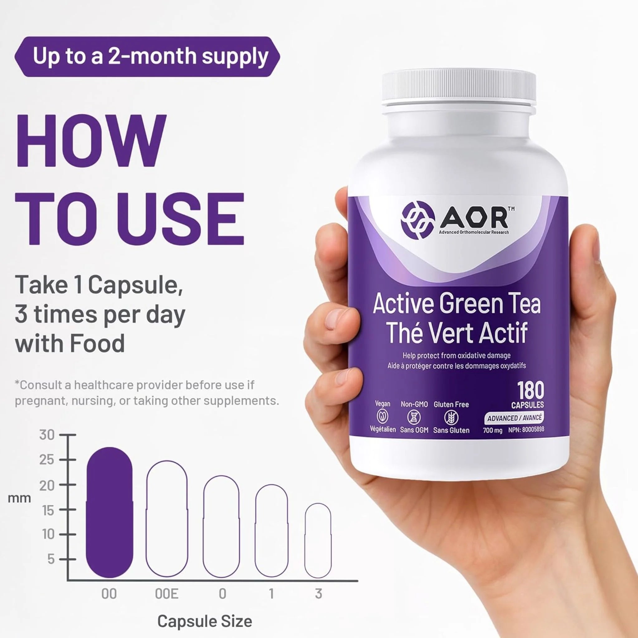 AOR Active Green Tea 180 Veg-Caps