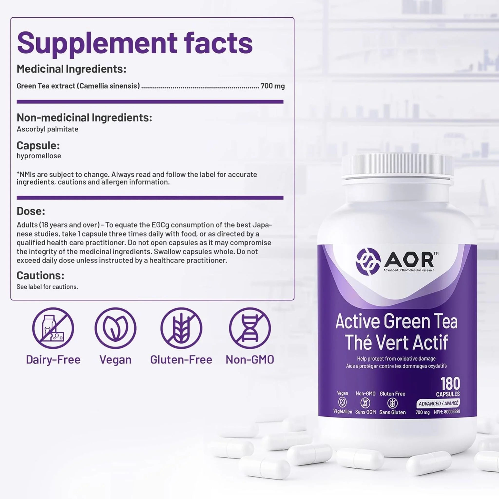 AOR Active Green Tea 180 Veg-Caps