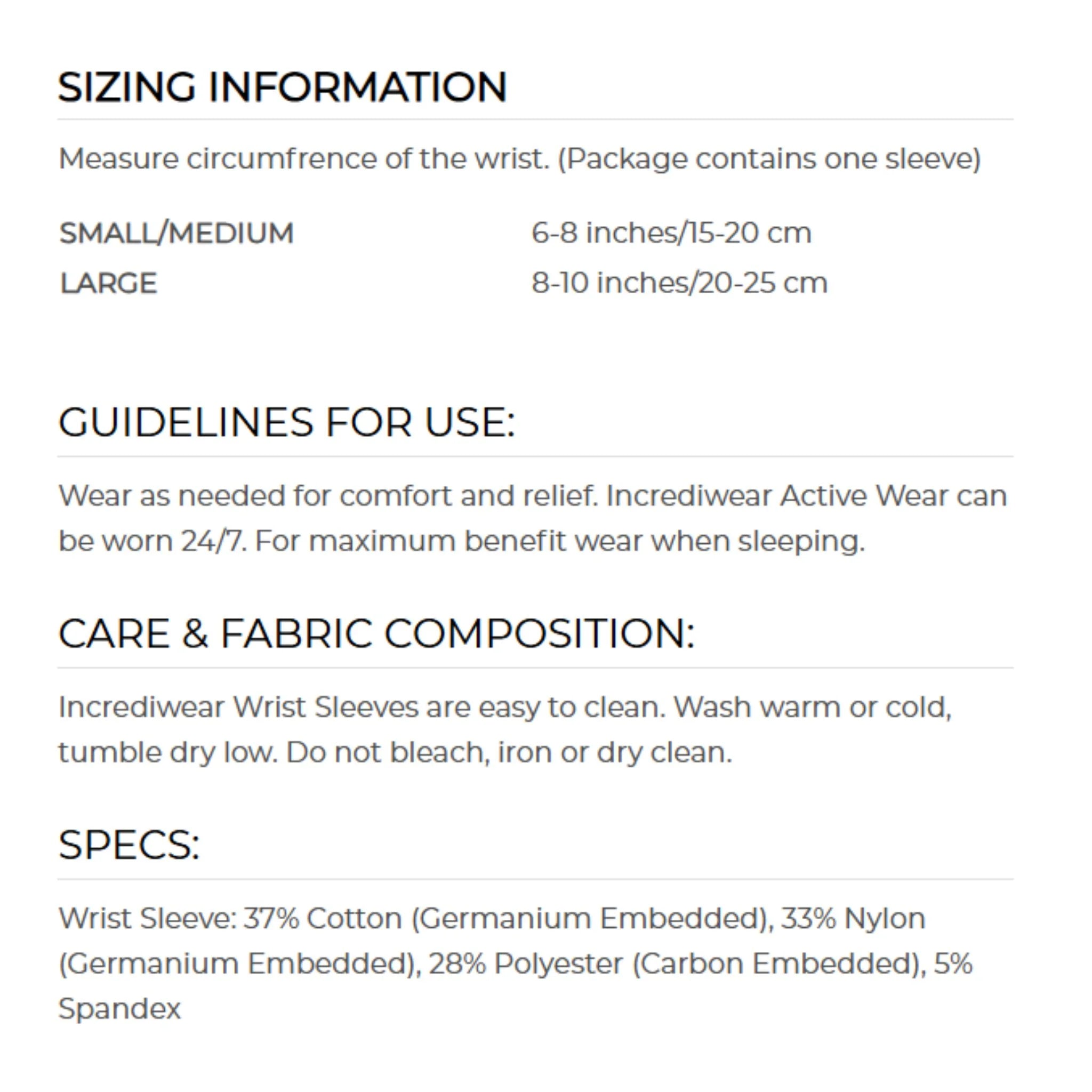 Incrediwear IncrediBrace (Wrist Sleeve) Grey SM-MD