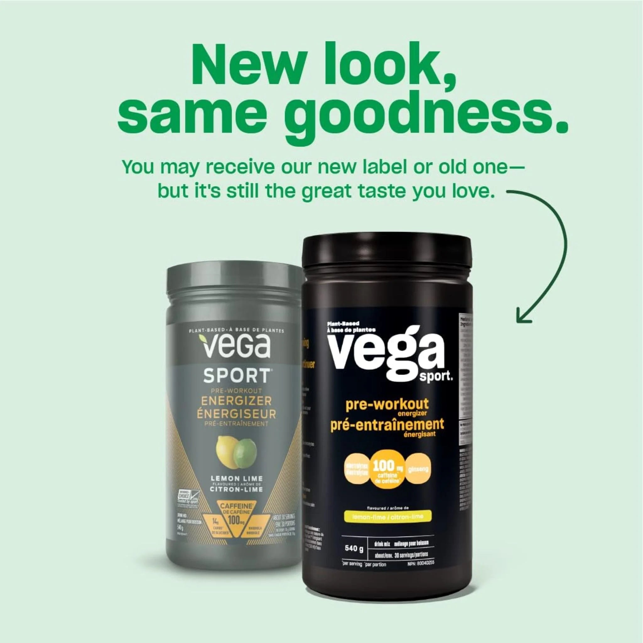 Vega Sport Pre - Workout Energizer Lemon Lime 540g - Nature's Source Inc
