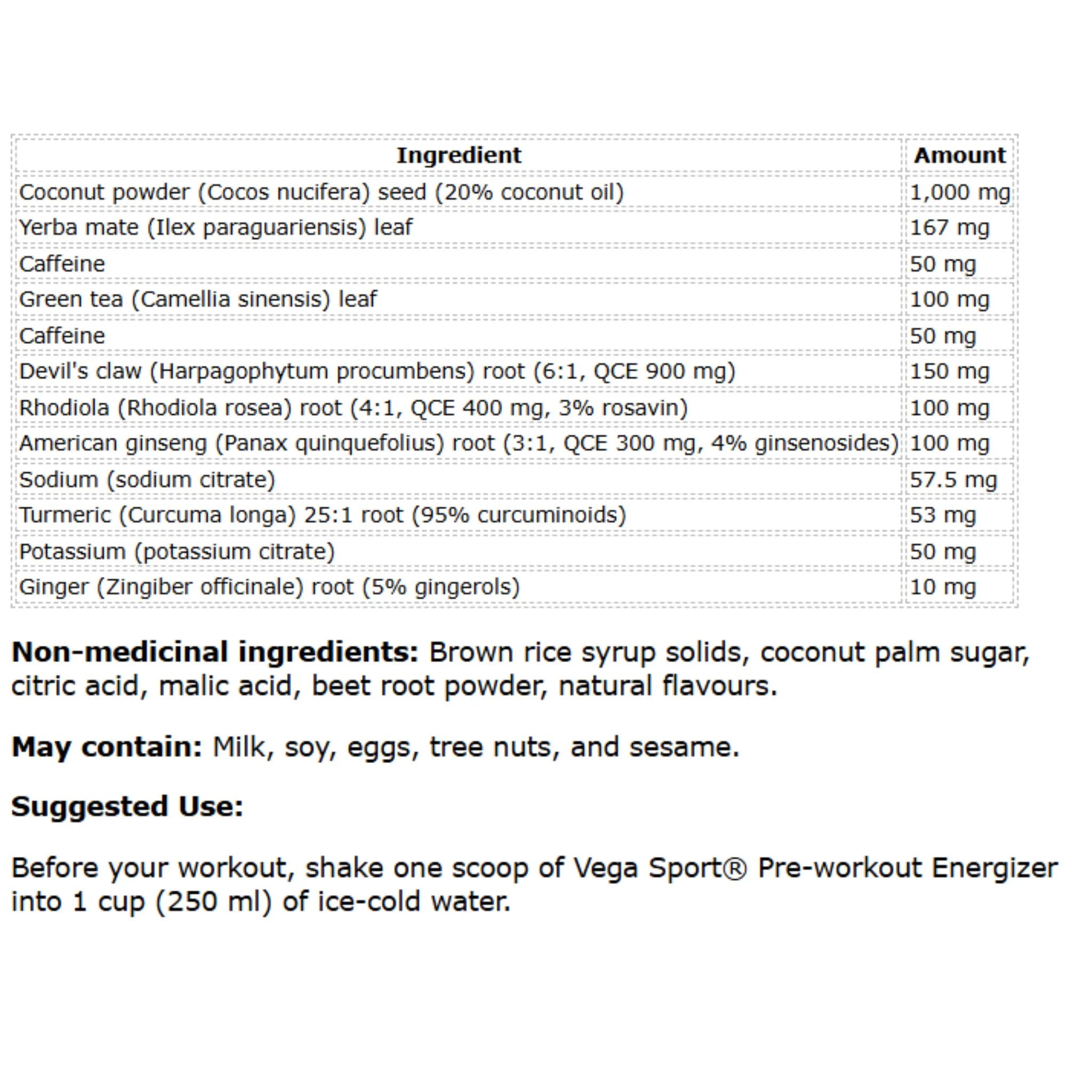 Vega Sport Pre-Workout Energizer Acai Berry 540g