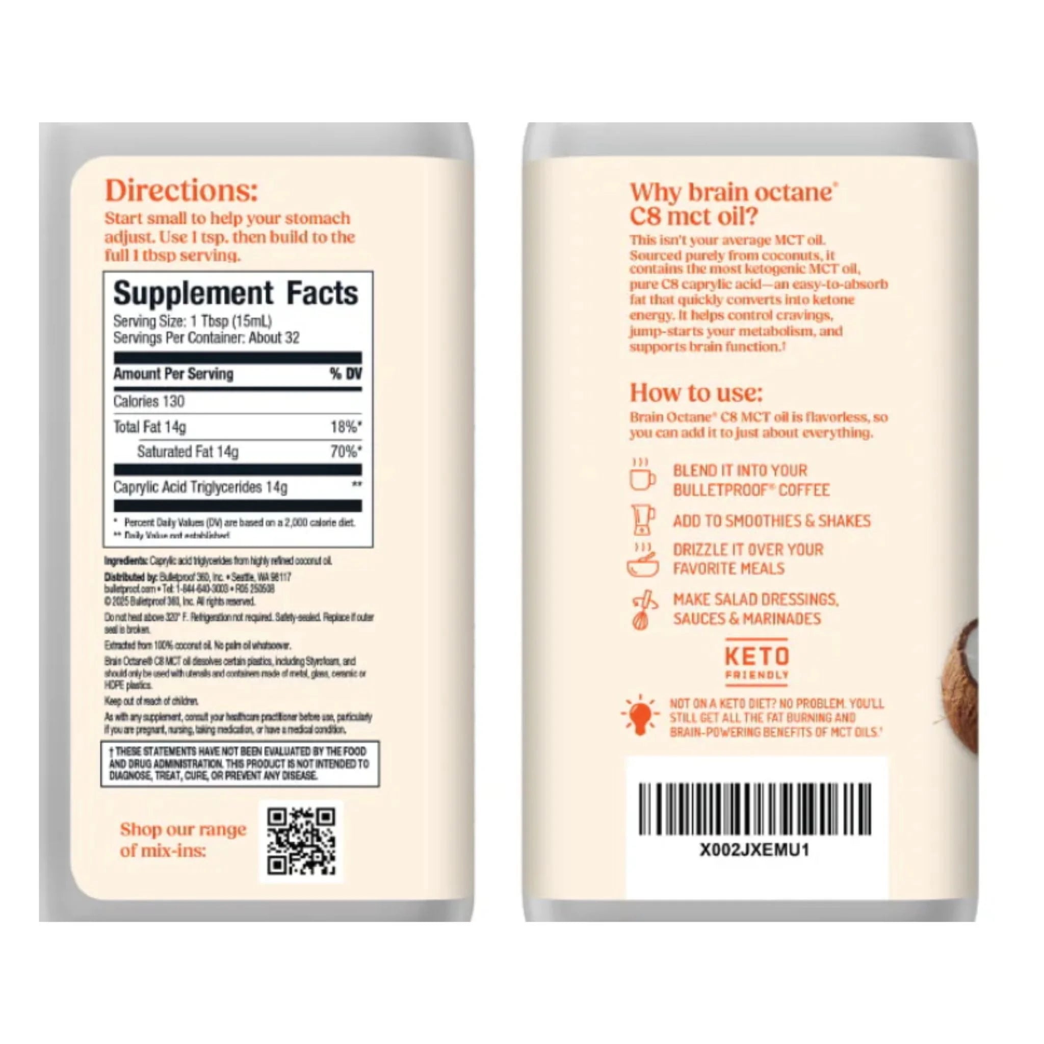 Bulletproof Brain Octane Oil (Medium Chain Trigylcerides) 473ml