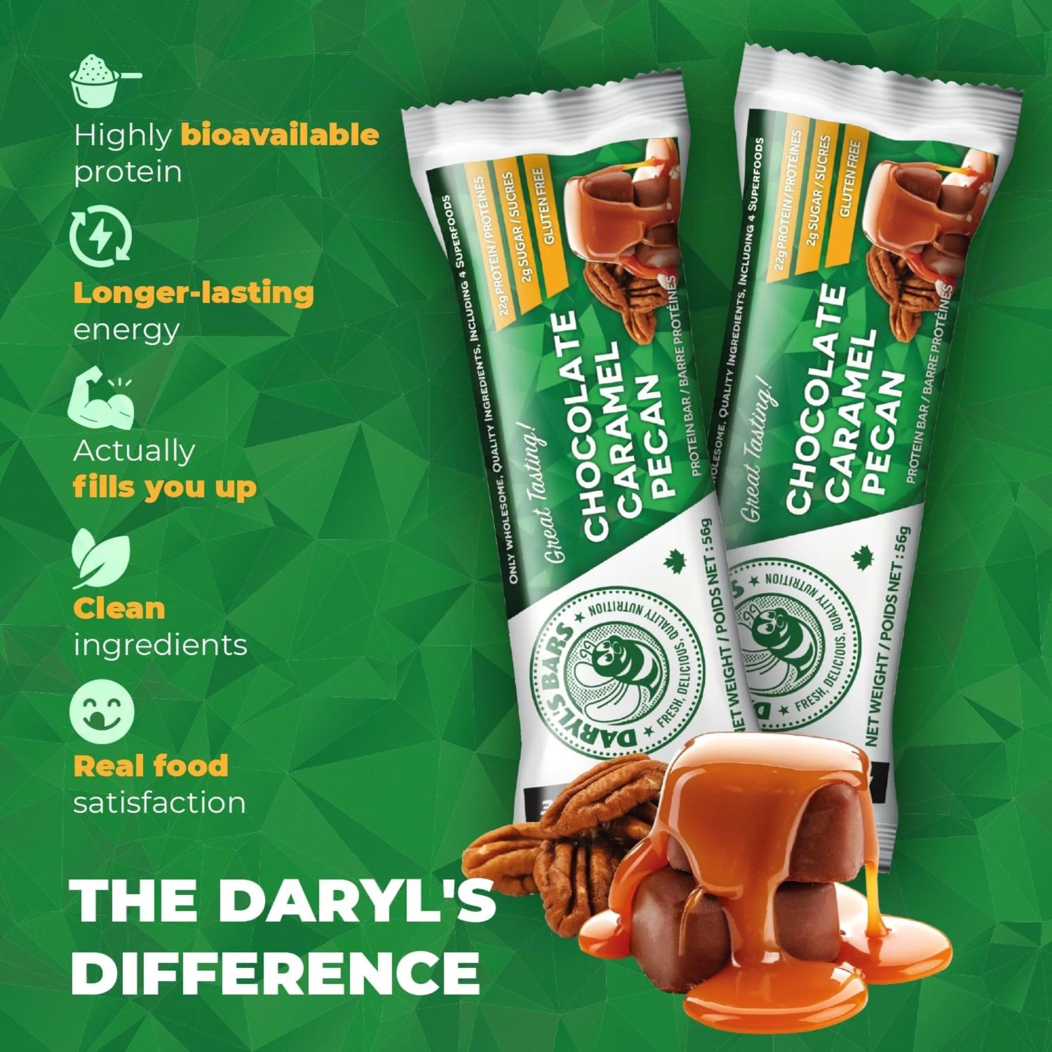 Daryl's Chocolate Caramel Pecan Protein bar 56g