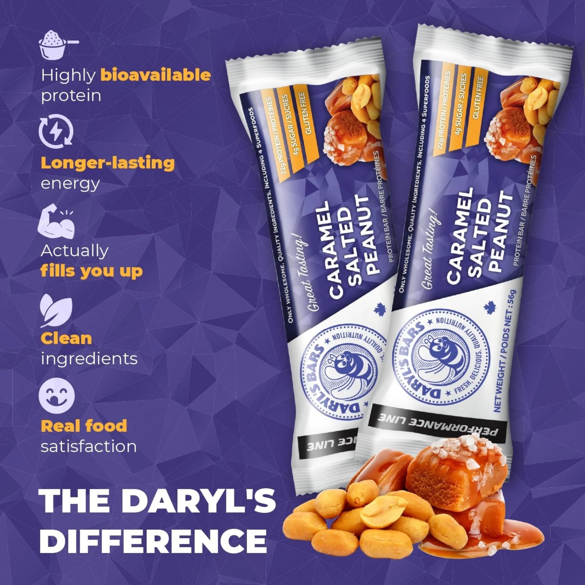 Daryl's Caramel Salted Peanut Protein Bar 56g