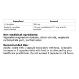 NFH Acetylcarnitine SAP (Cognitive Function Support) 90 capsules - Nature's Source Inc