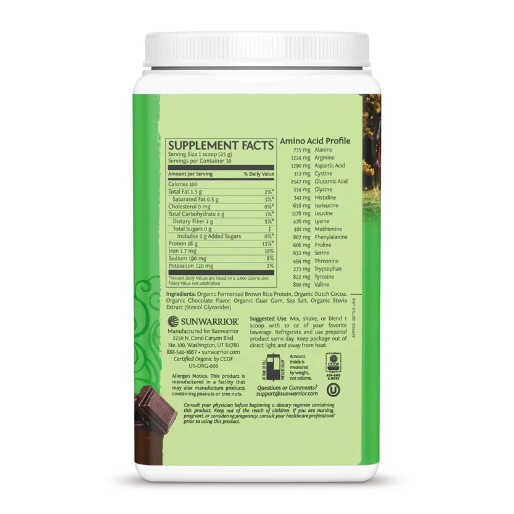 Sunwarrior Classic Rice Protein Chocolate 750 g - Nature's Source Inc