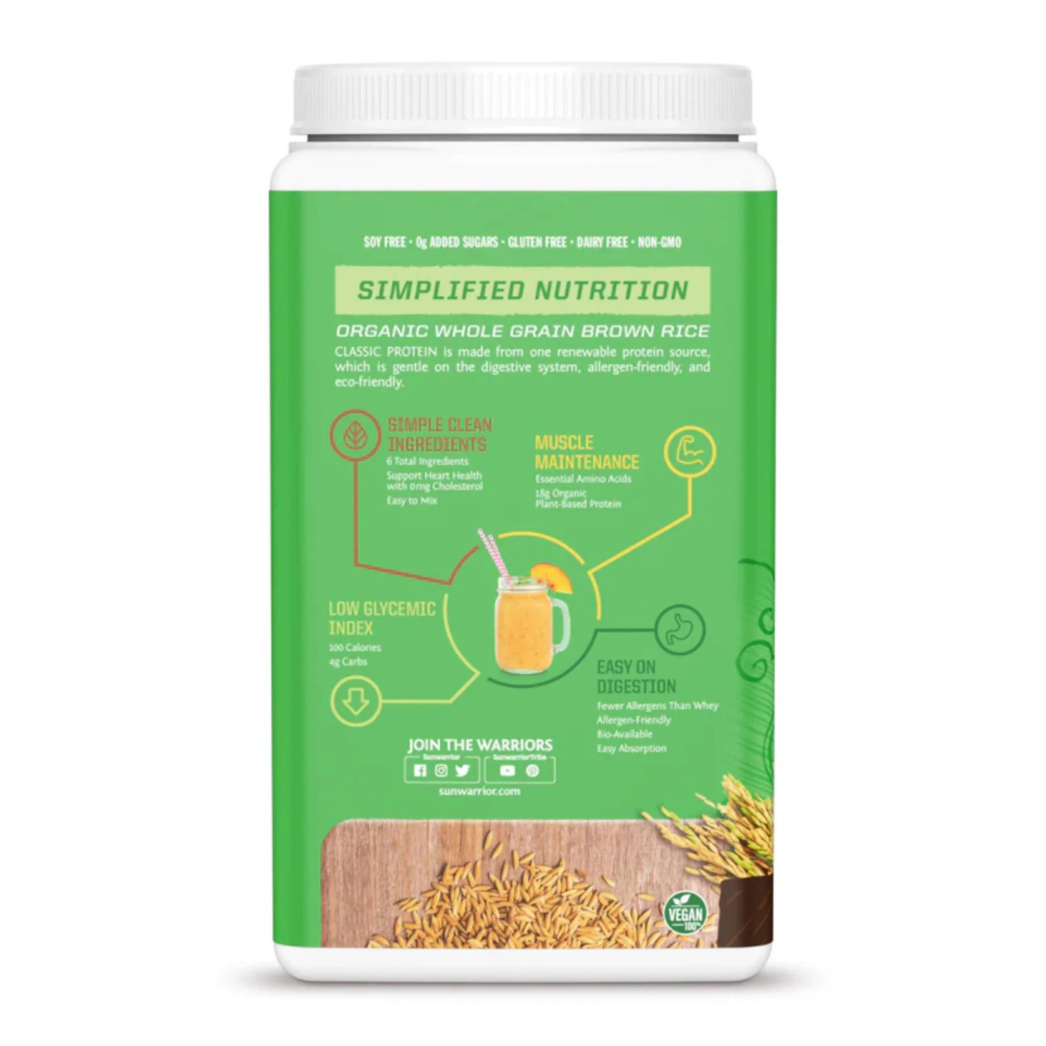Sunwarrior Classic Rice Protein Chocolate 750 g - Nature's Source Inc