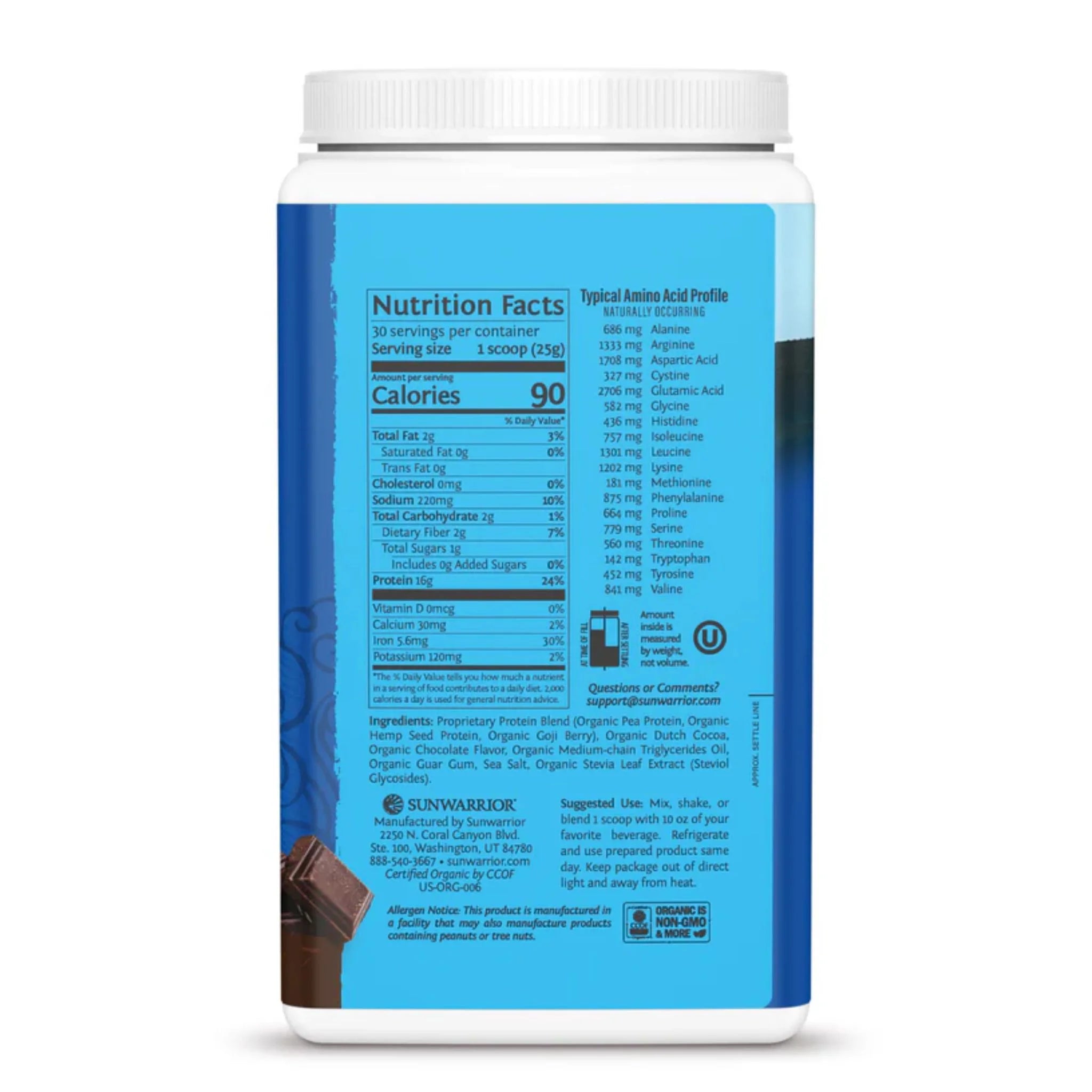 Sunwarrior Warrior Blend Protein Chocolate 750g - Nature's Source Inc
