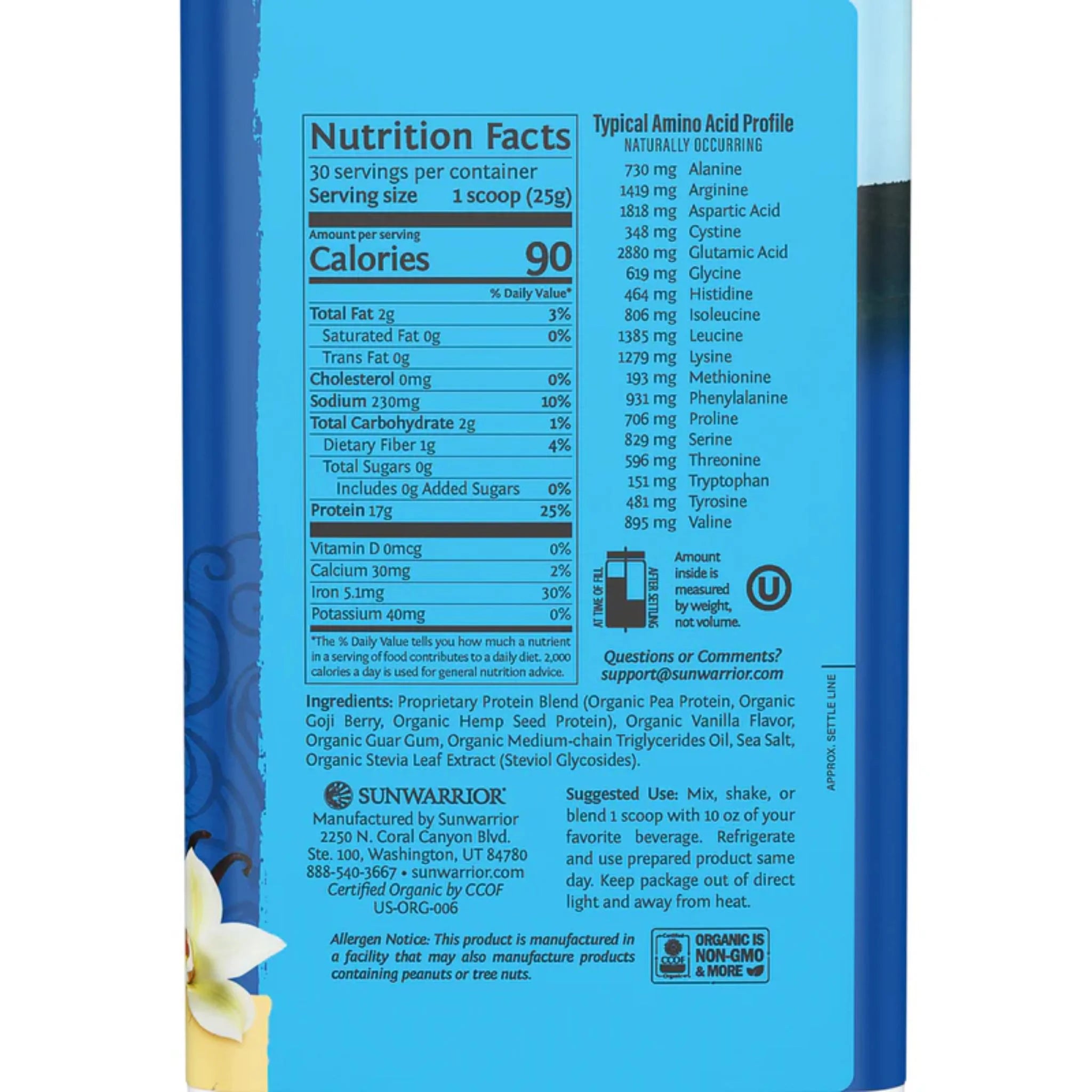 Sunwarrior Blend Vanilla 750G - Nature's Source Inc