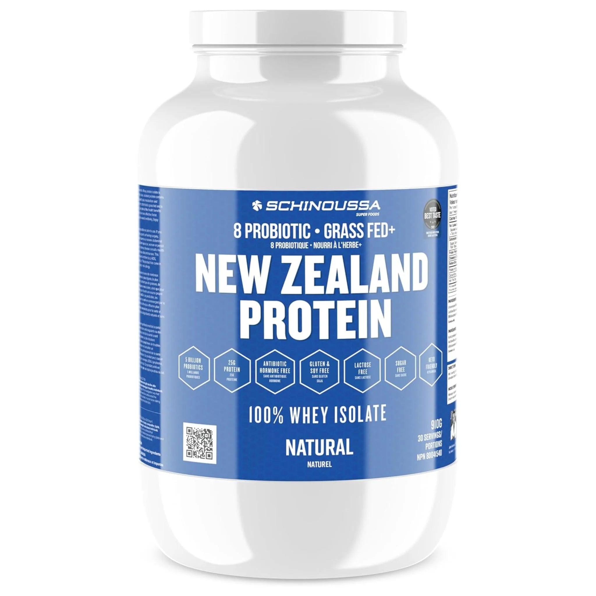 Schinoussa Probiotic Whey Isolate Natural 910g - Nature's Source Inc