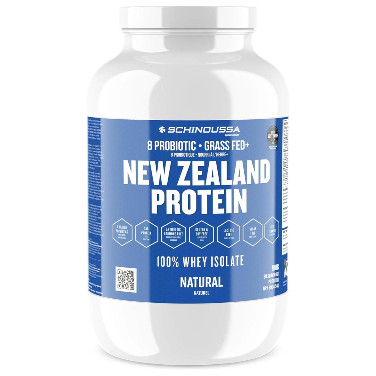 Schinoussa Probiotic Whey Isolate Natural 910g - Nature's Source Inc