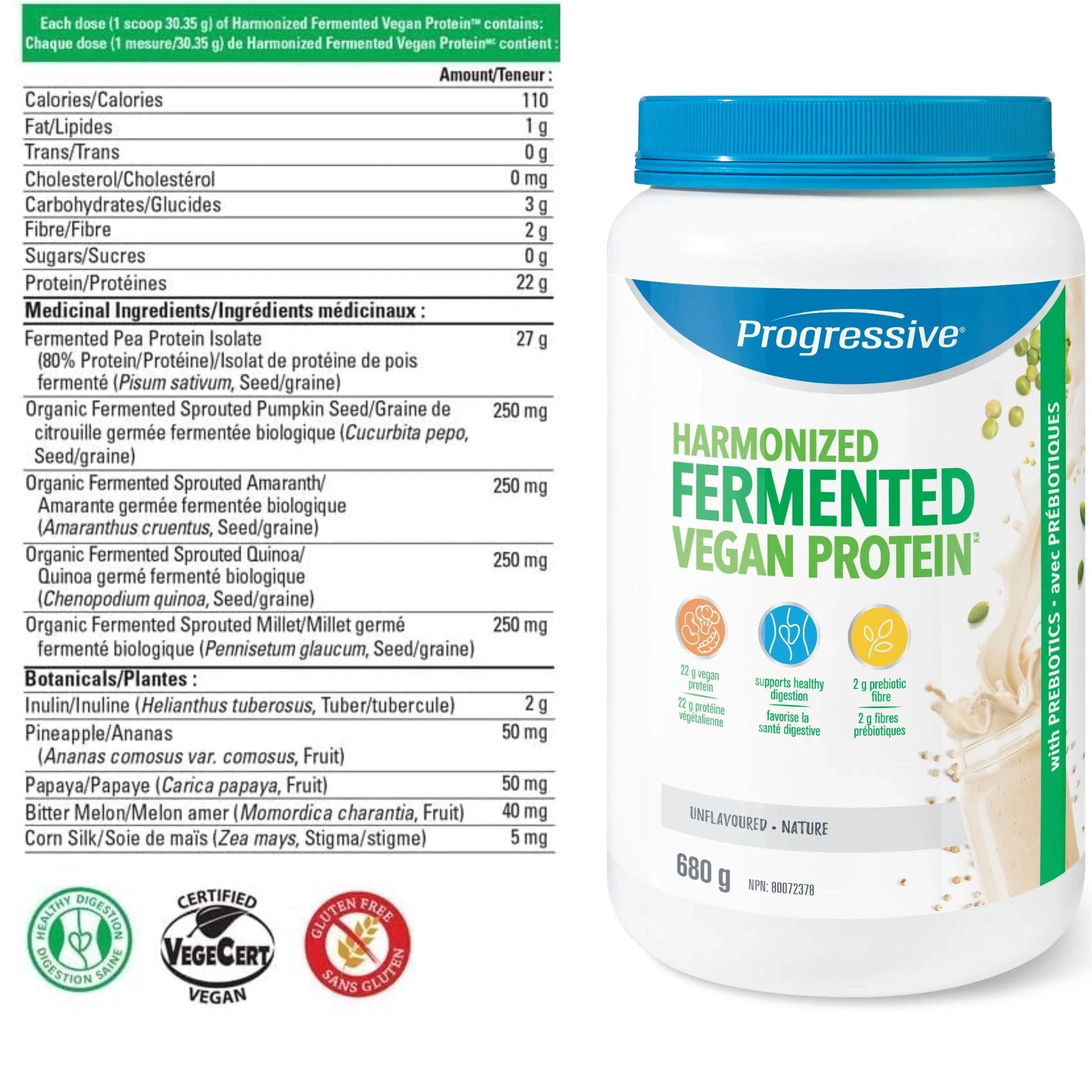 Progressive Fermented Vegan Unflavored 680g