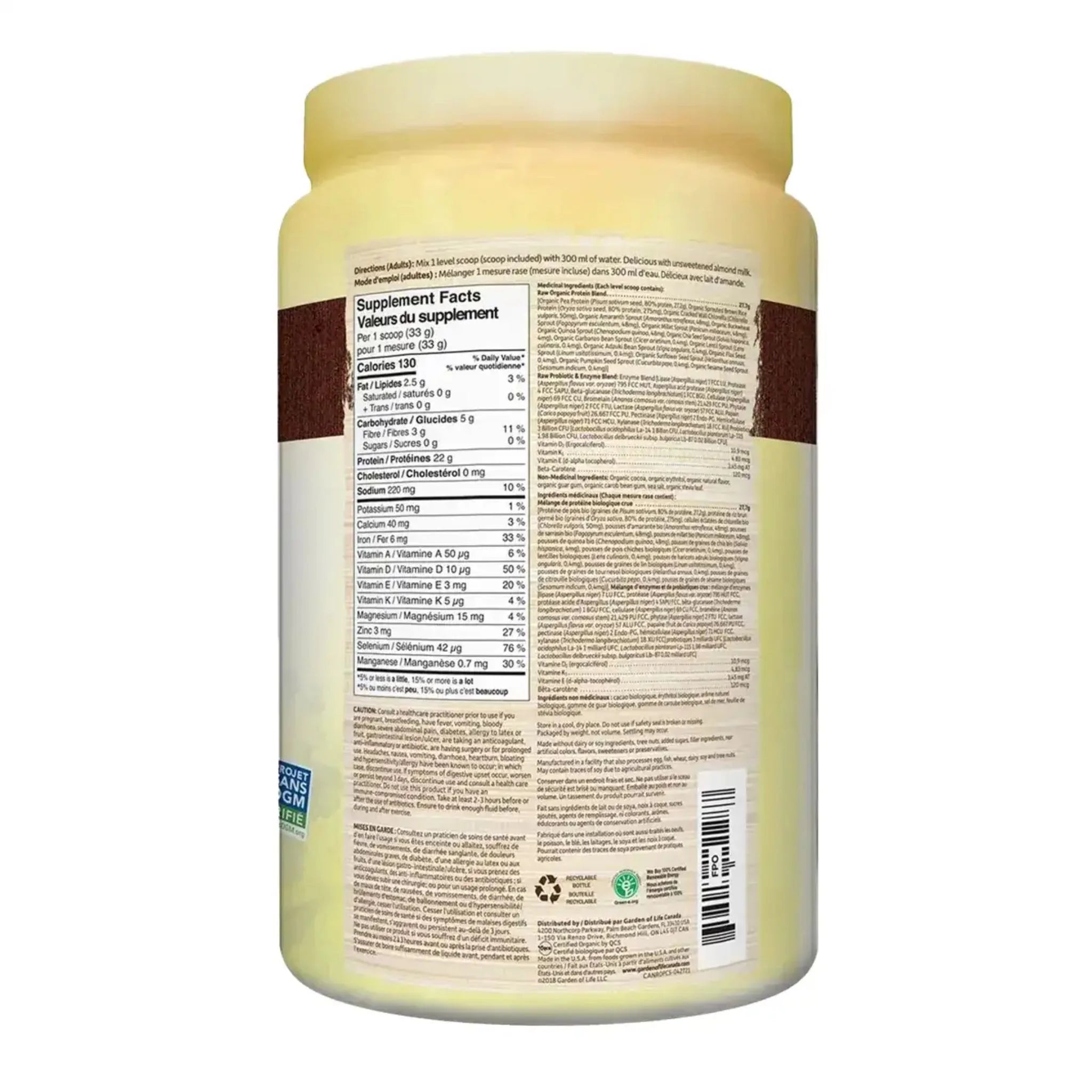 Garden of Life Raw Organic Protein Chocolate 664g