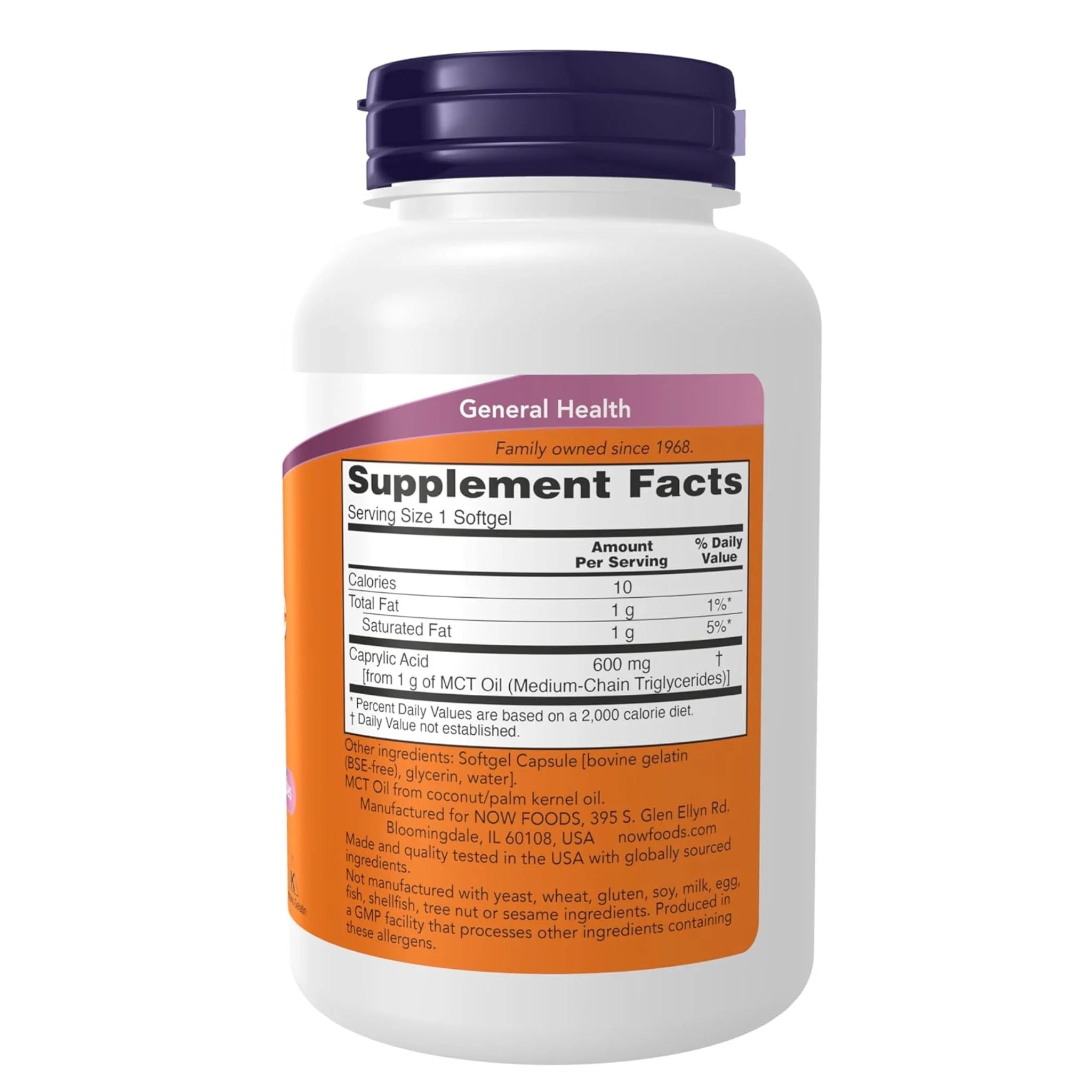 Now Caprylic Acid 600mg 100sg