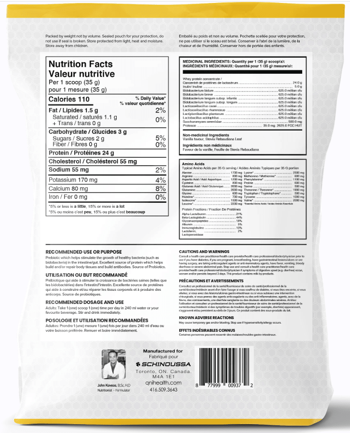 Schinoussa Probiotic Whey Isolate French Vanilla Powder 5lb - Nature's Source Inc