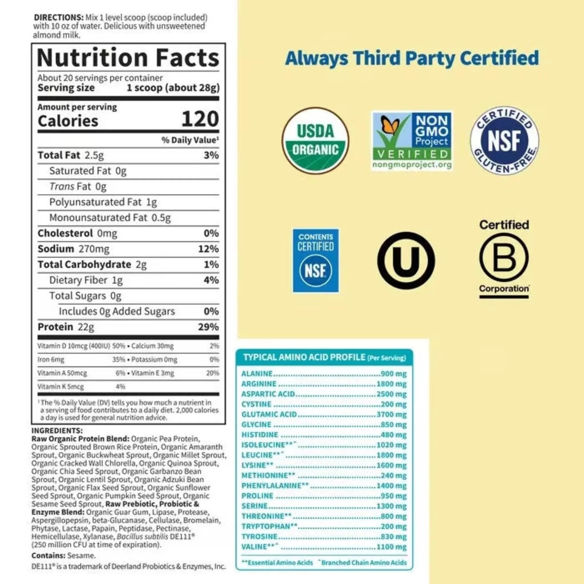 Garden of Life Raw Organic Protein Unflavoured 560g