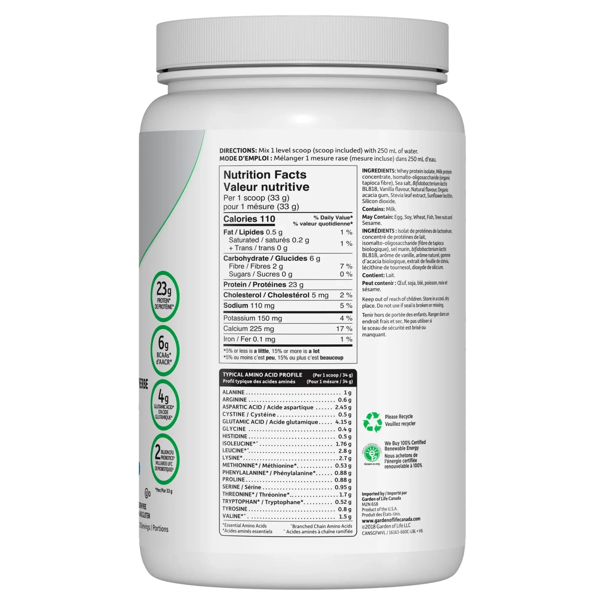 Garden of Life Sport Certified Grass Fed Whey Vanilla 660g