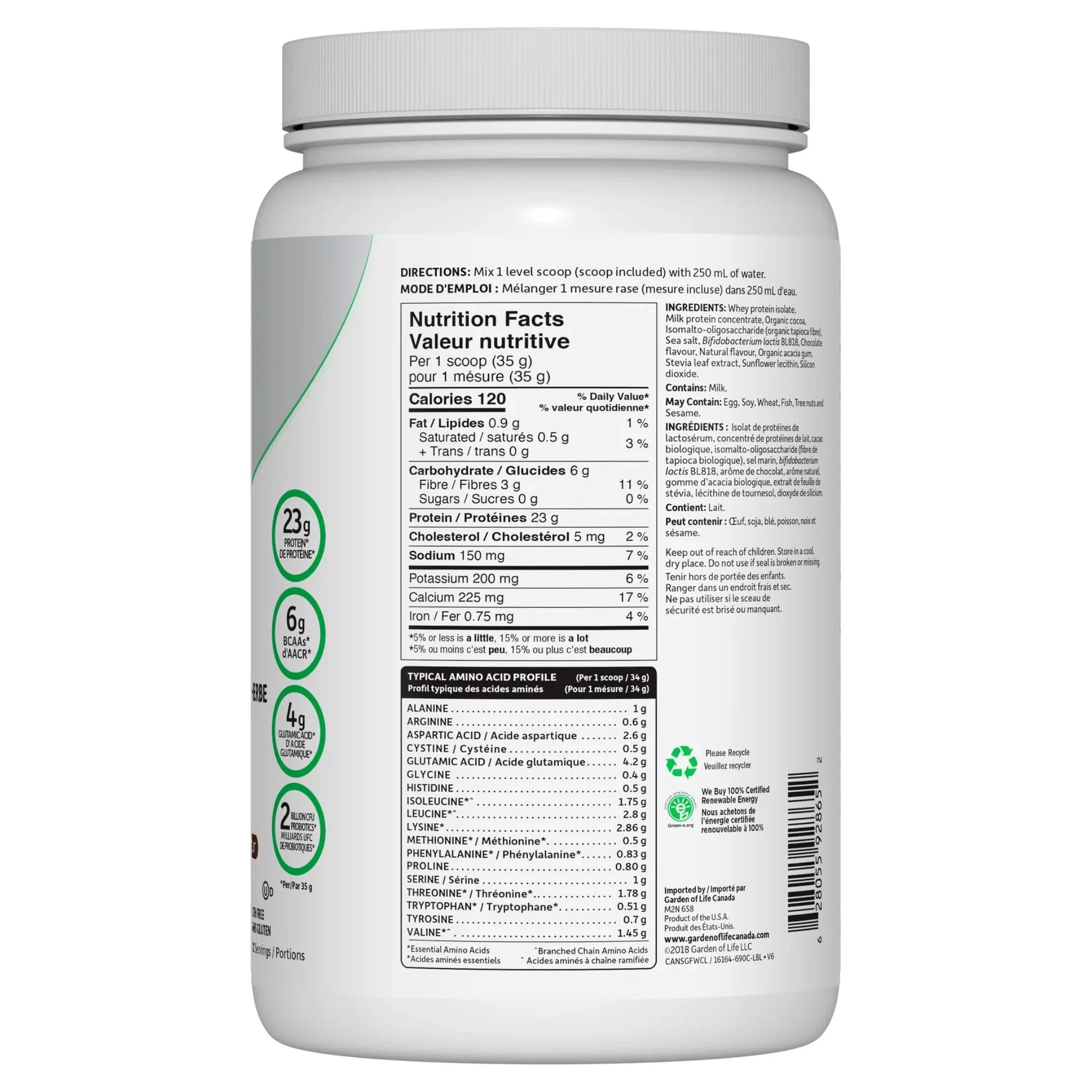 Garden of Life Sport Certified Grass Fed Whey Chocolate 690g