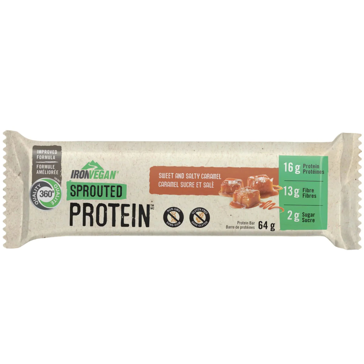 Iron Vegan Sprouted Protein Bar Sweet & Salty Caramel 64g