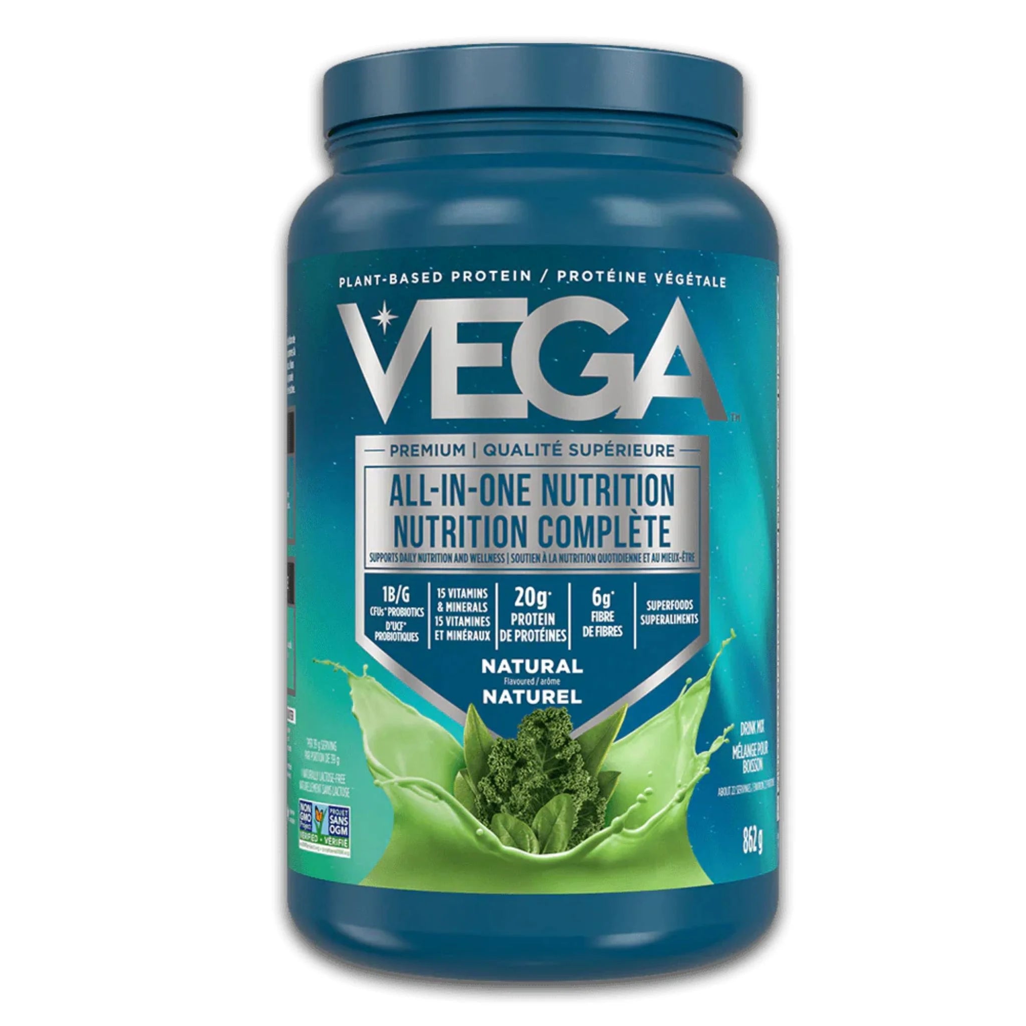 Vega Natural Unsweetened One All - In - One Shake - 860g - Nature's Source Inc