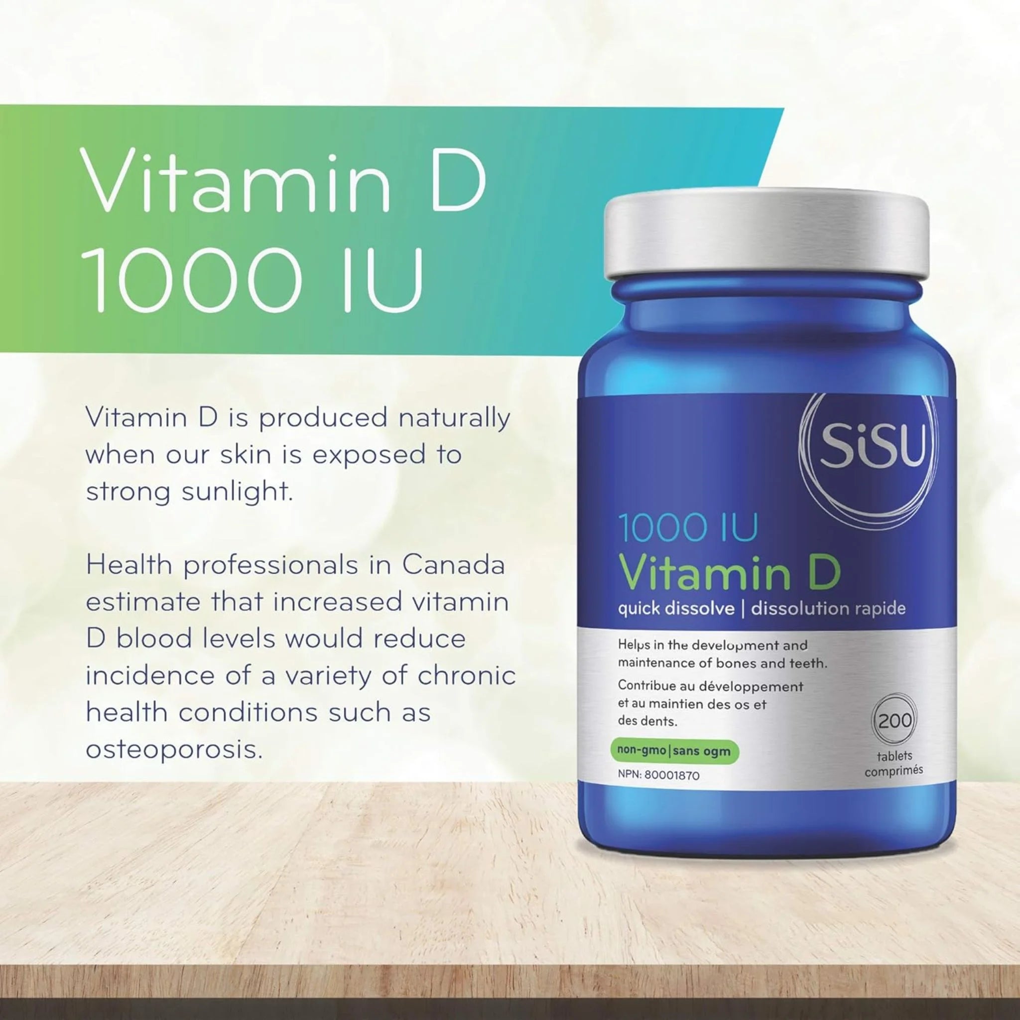 Sisu Vitamin D 1000 IU - 200 Tablets - Nature's Source Inc