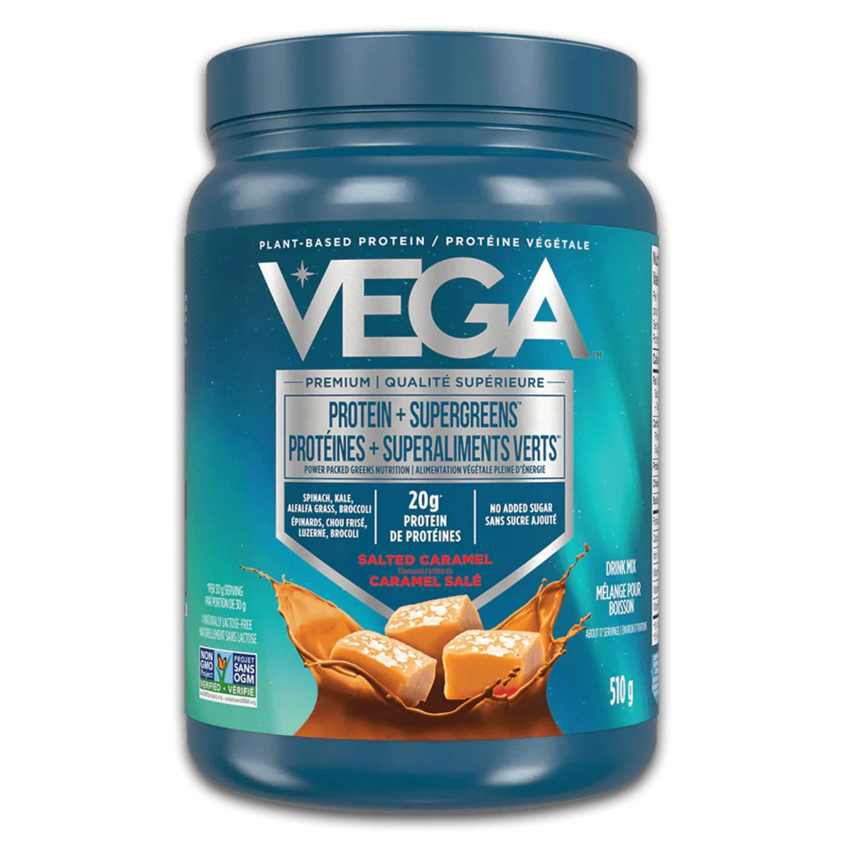Vega Protein + Supergreens Salted Caramel 510g - Nature's Source Inc
