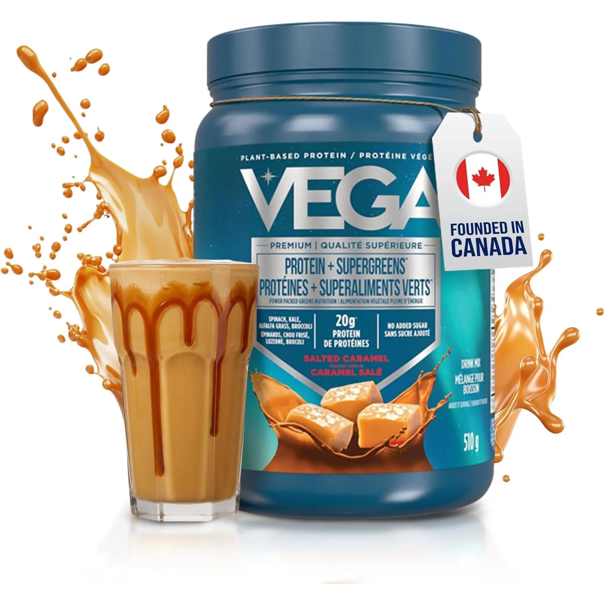 Vega Protein + Supergreens Salted Caramel 510g - Nature's Source Inc