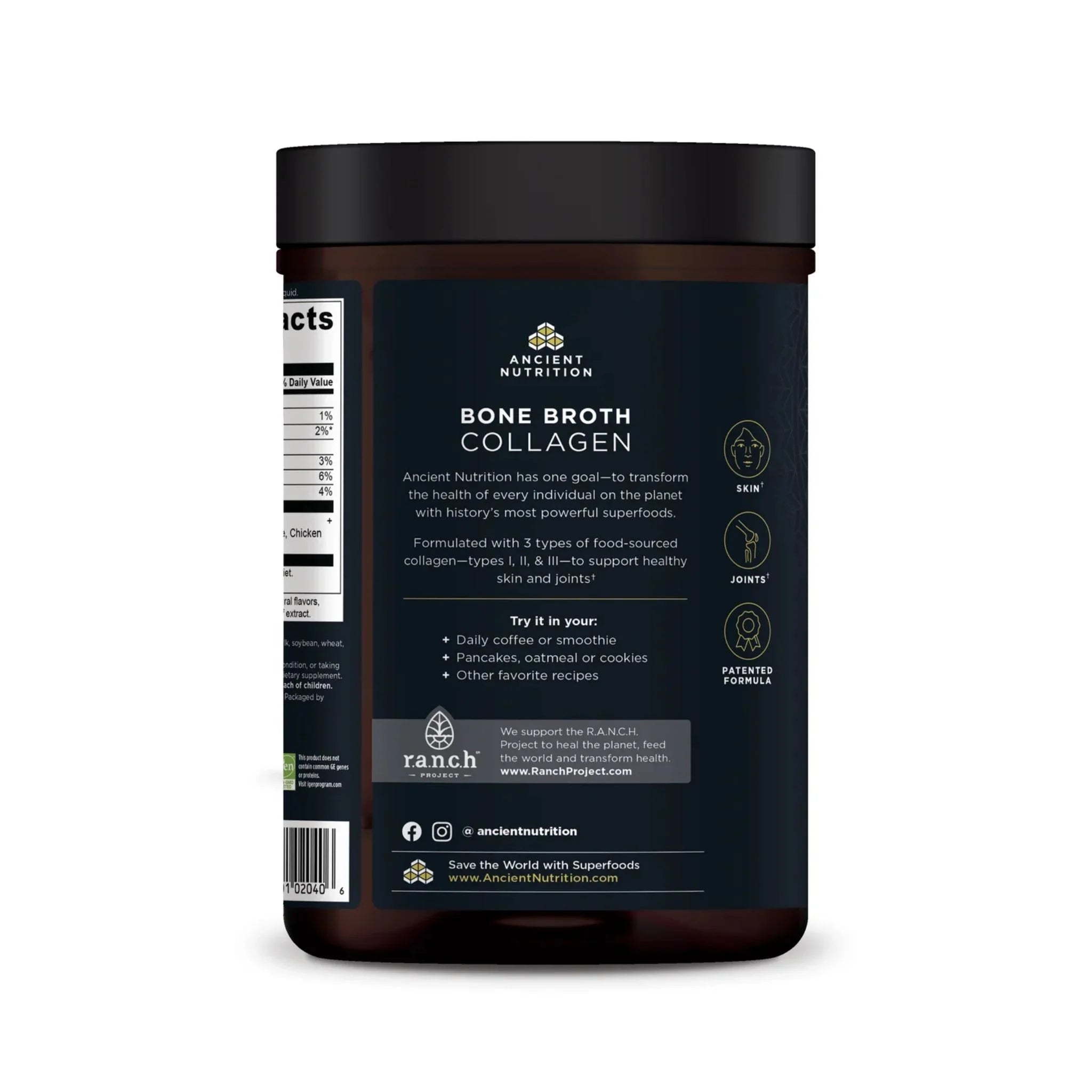 Ancient Nutrition Bone Broth Collagen Protein Chocolate 357 g - Nature's Source Inc