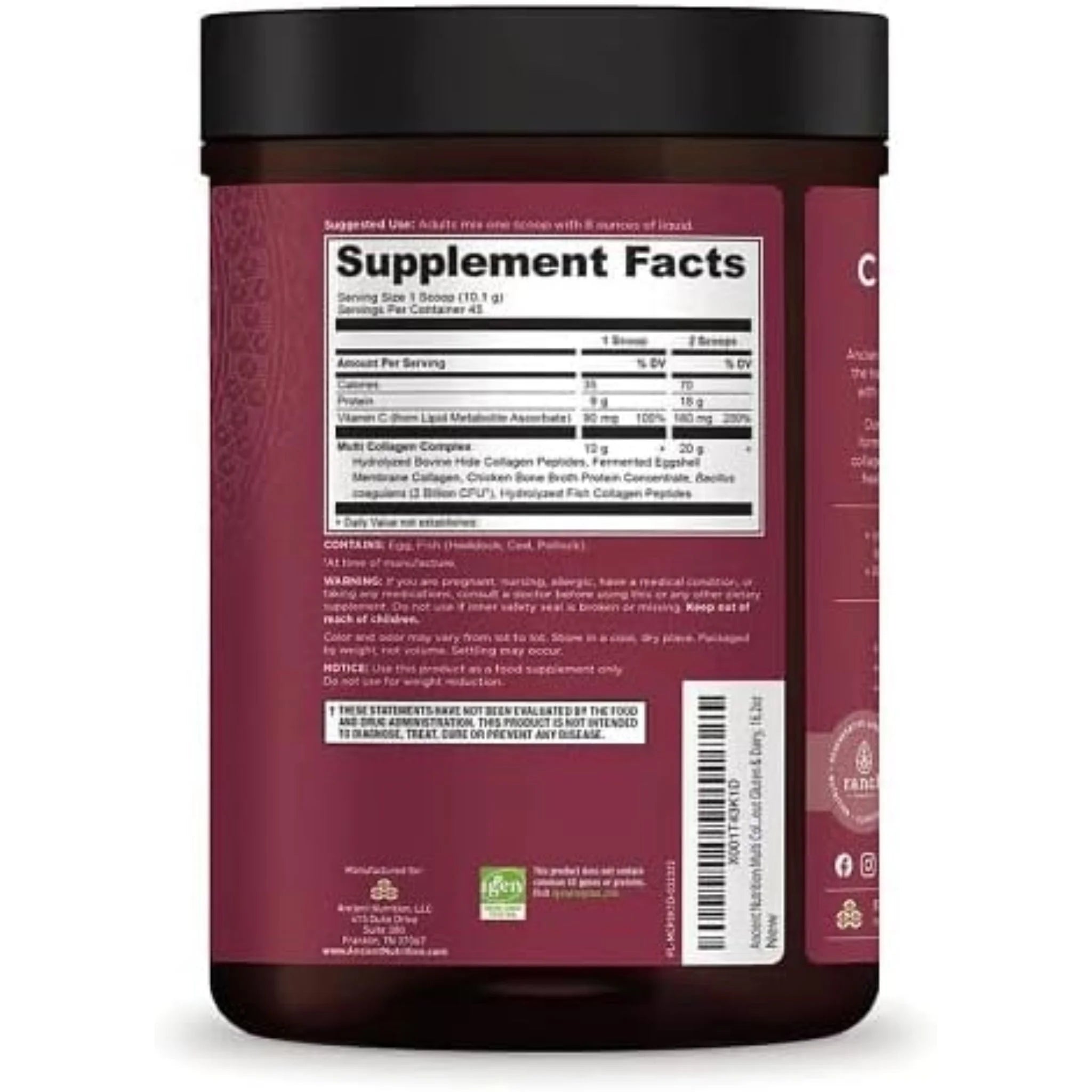 Ancient Nutrition Multi Collagen Protein (3 Types of Collagens), 455 g