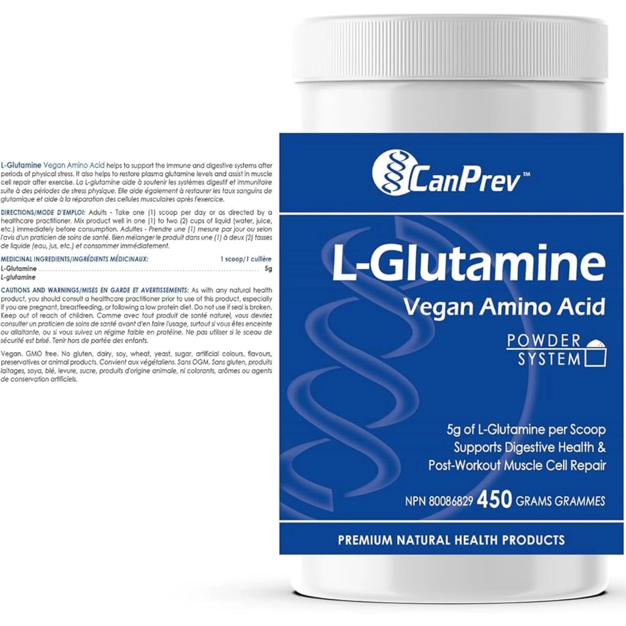 CanPrev L-Glutamine Vegan Amino Acid Powder - 450g