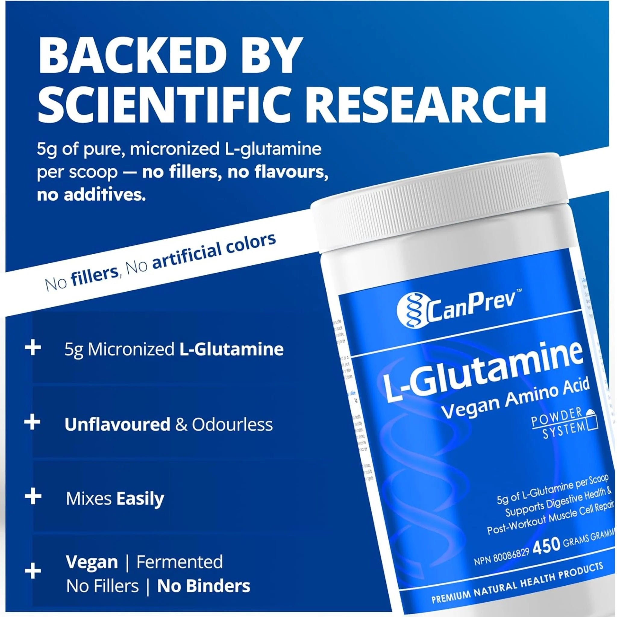 CanPrev L-Glutamine Vegan Amino Acid Powder - 450g