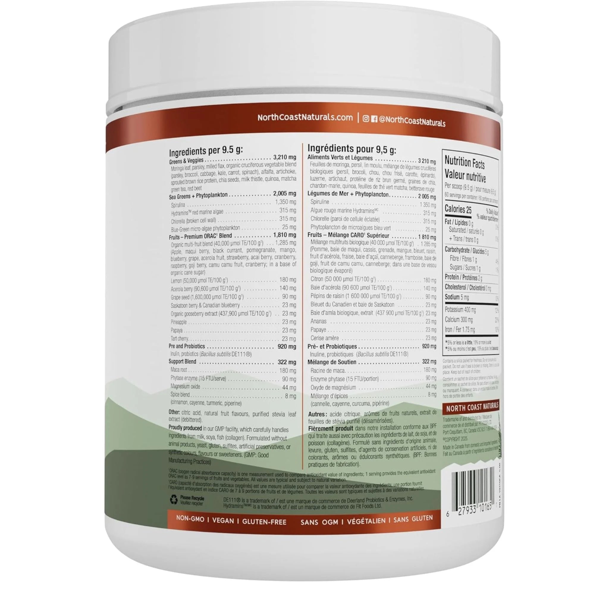 North Coast Naturals Daily Greens Superfood Blend Berry Medley 570g