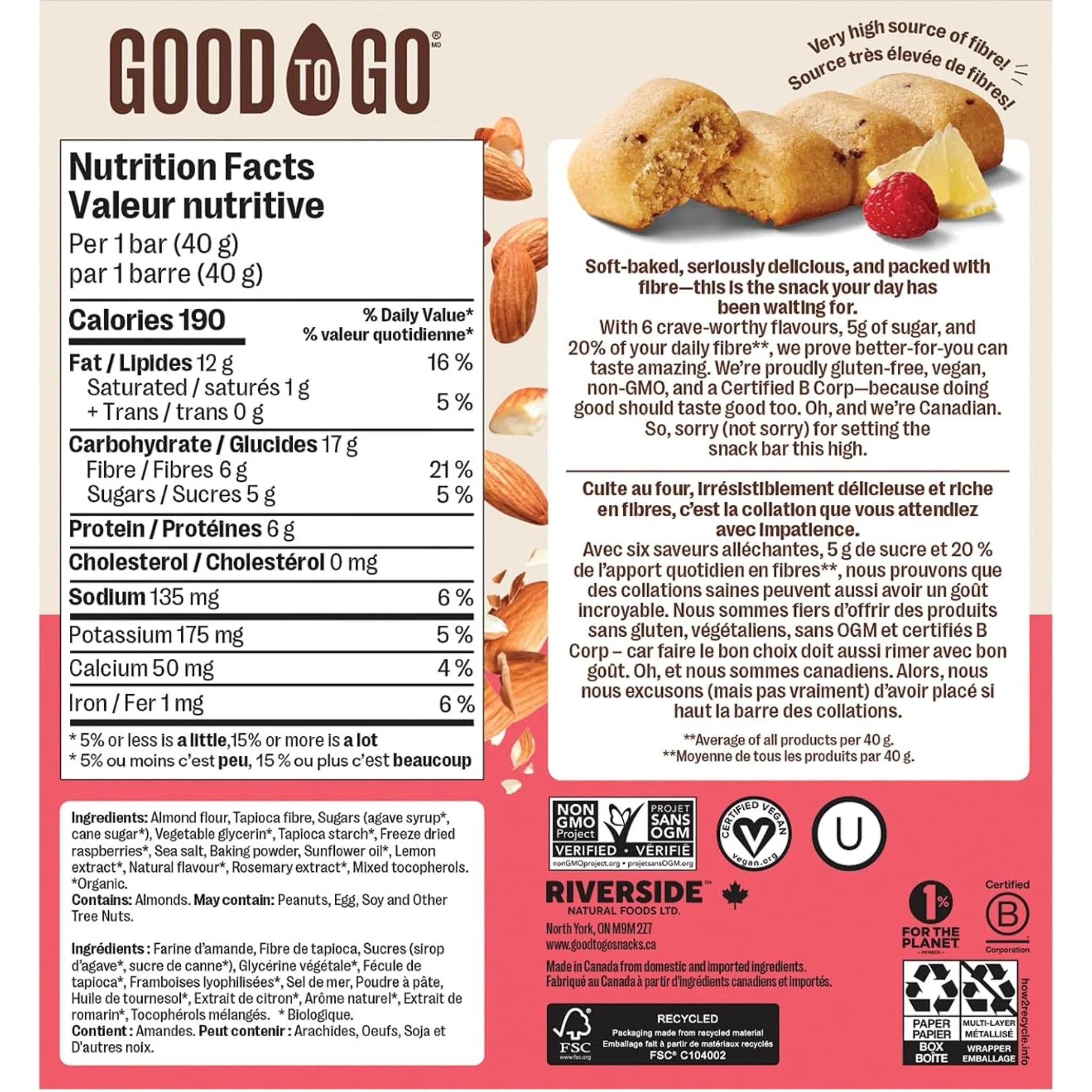Good to Go Keto Bars Raspberry Lemon 40g