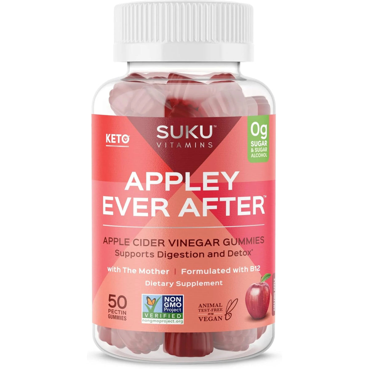 Suku Vitamins Appley Ever After (Apple Cider Vinegar Gummies With Mother) - 50 Gummies