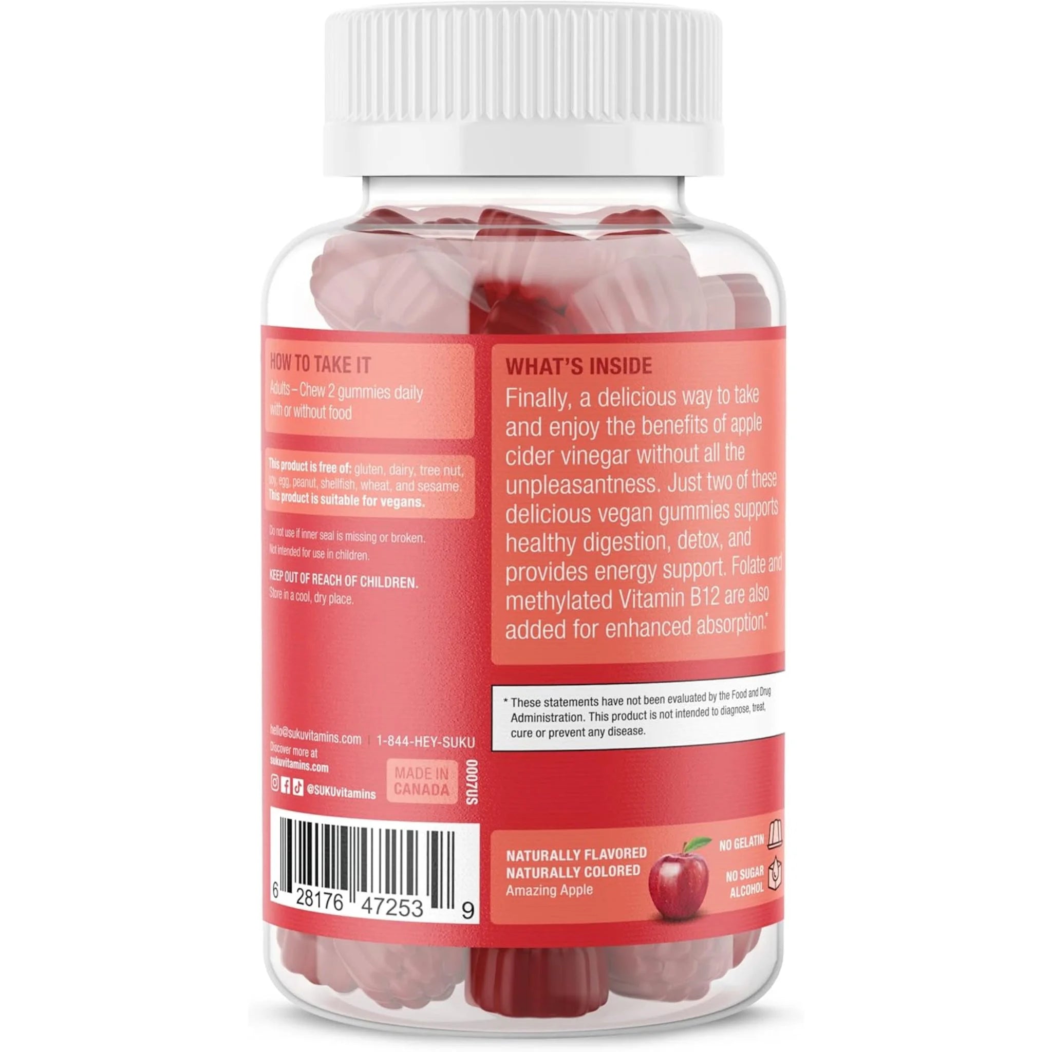 Suku Vitamins Appley Ever After (Apple Cider Vinegar Gummies With Mother) - 50 Gummies