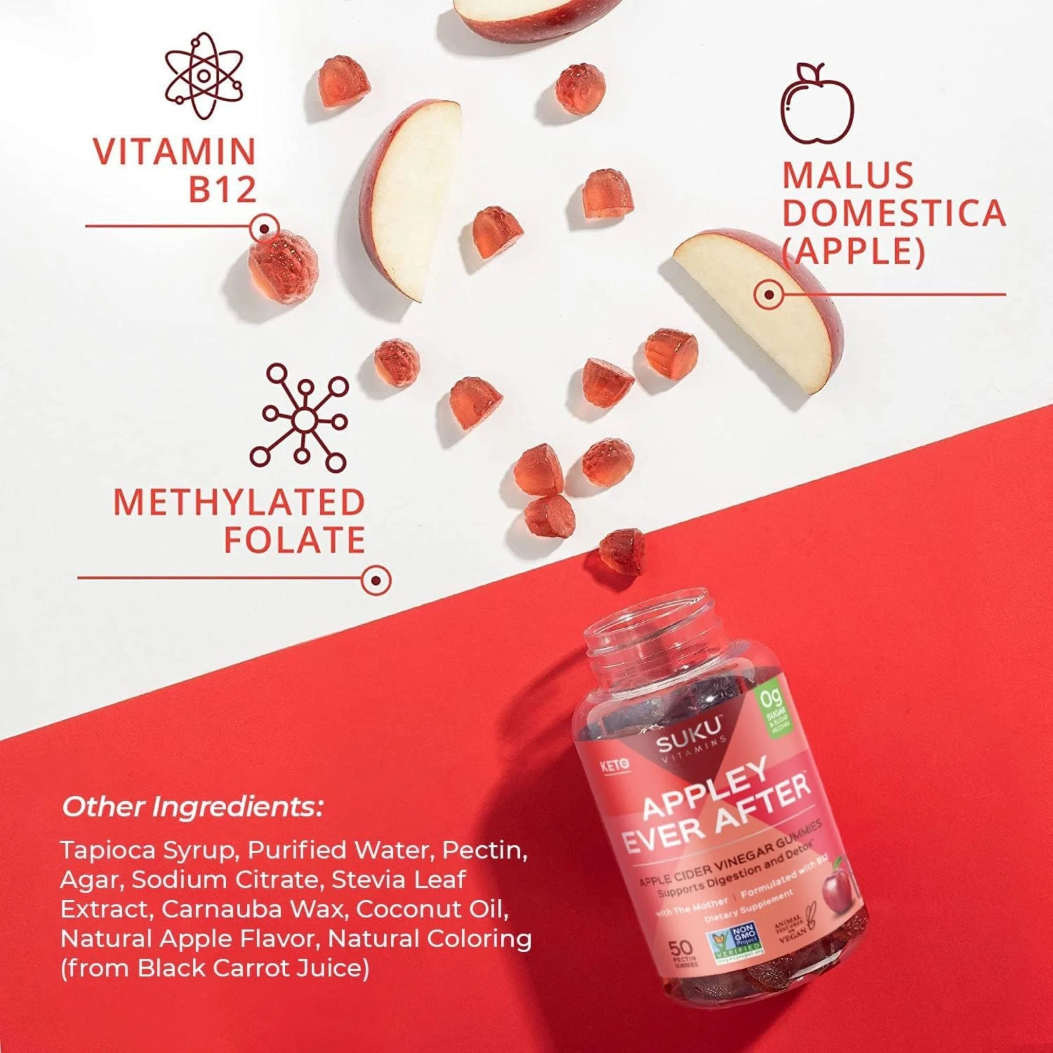 Suku Vitamins Appley Ever After (Apple Cider Vinegar Gummies With Mother) - 50 Gummies