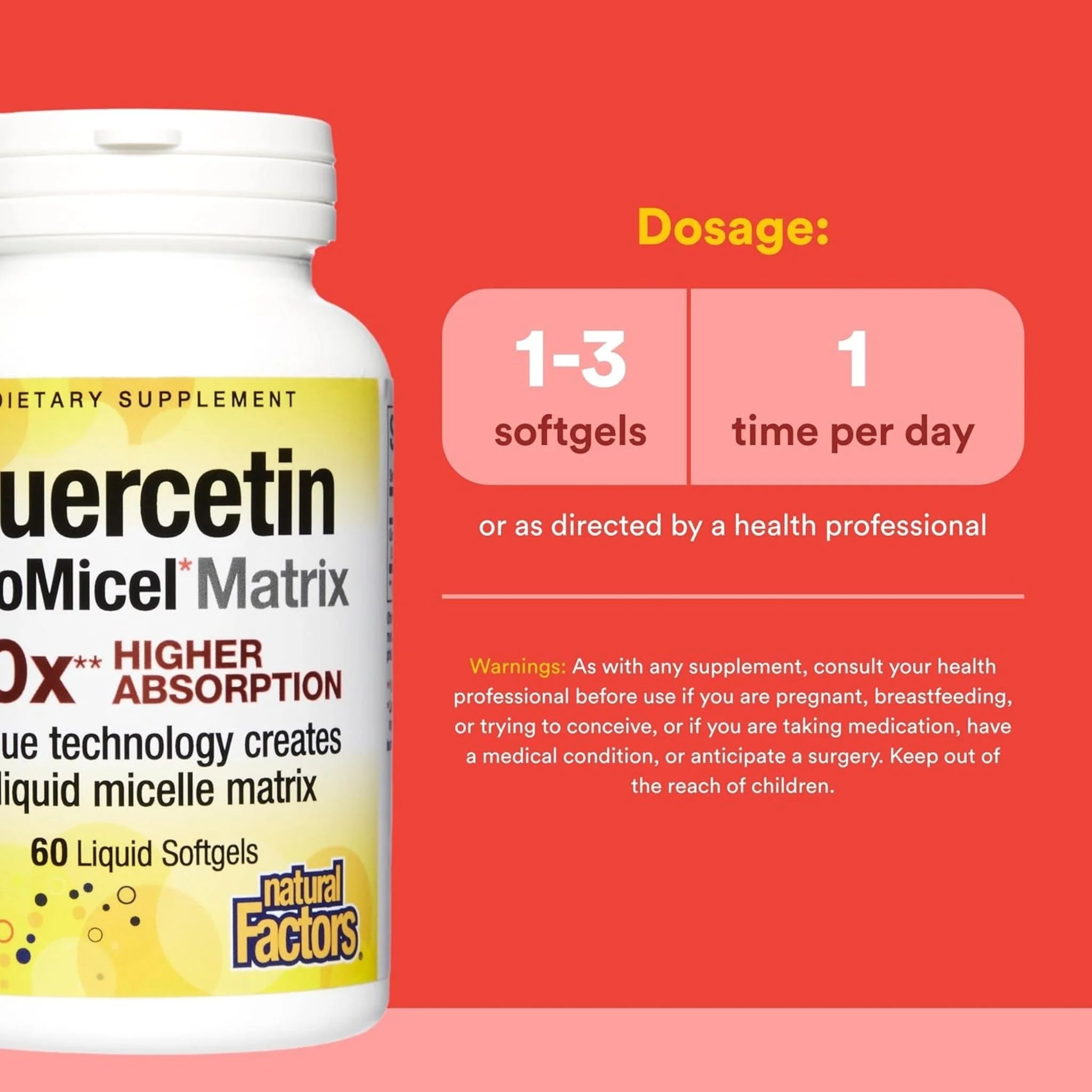 Natural Factors, Quercetin LipoMicel Matrix, 60 Liquid Softgels