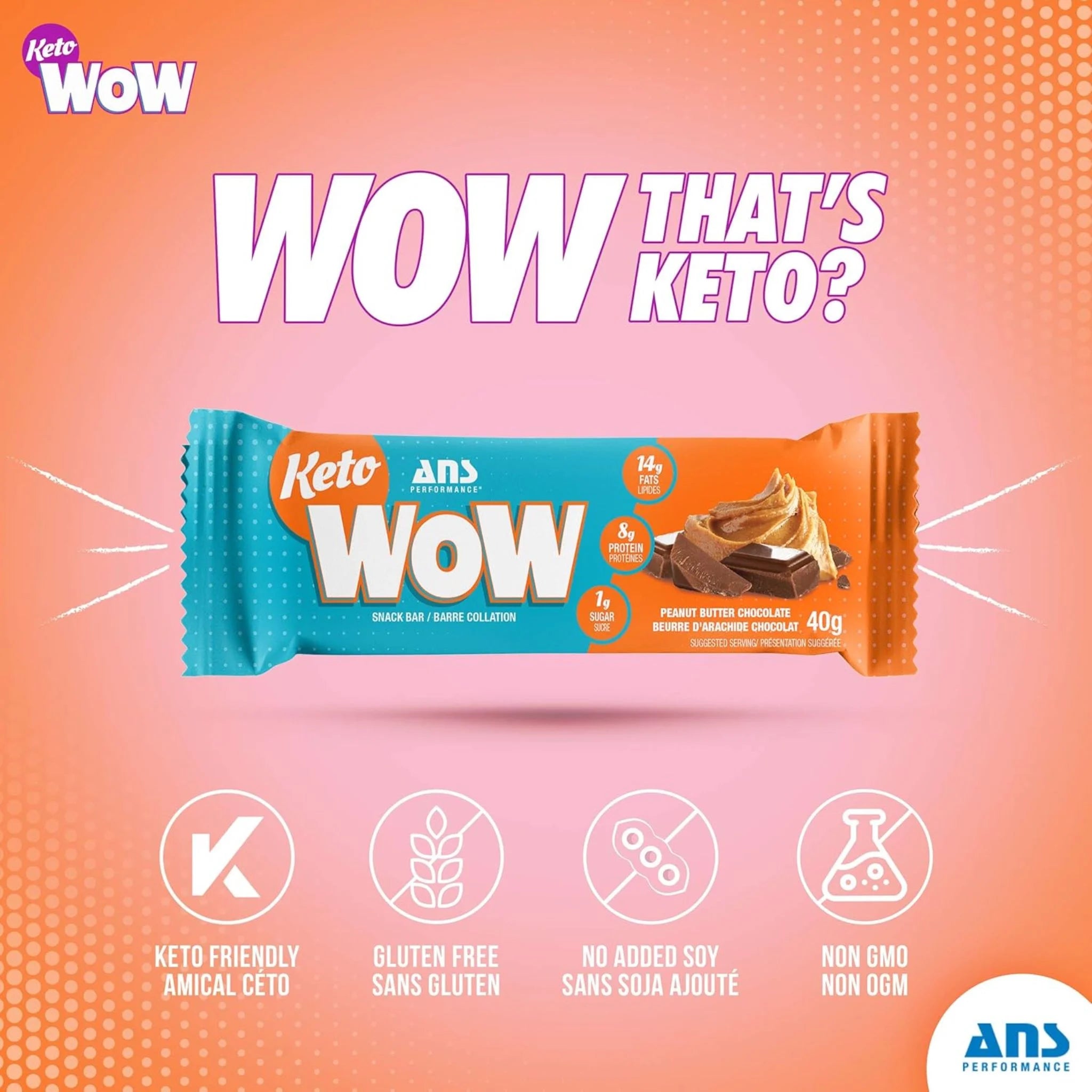 ANS KetoWOW Bar PB Chocolate 40g