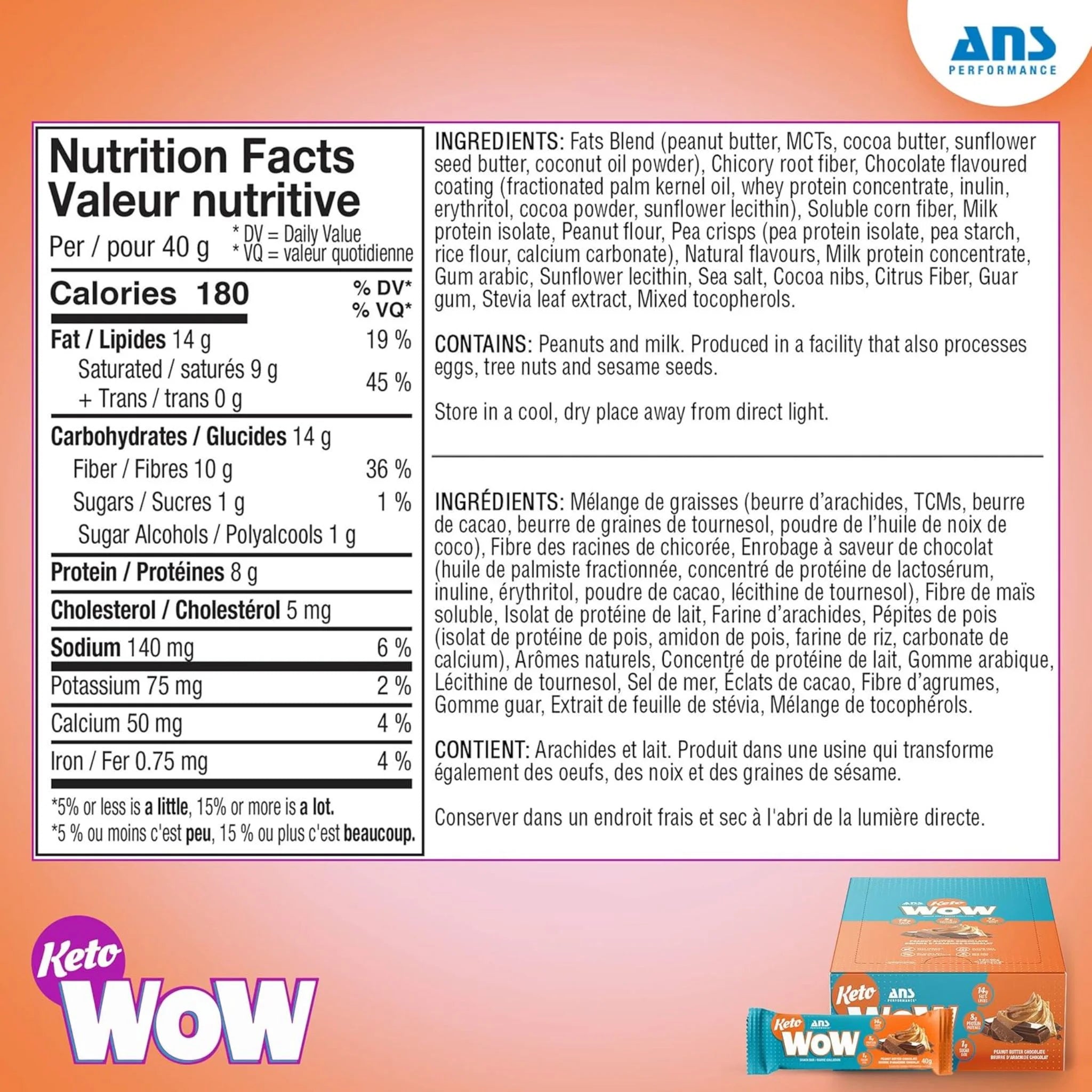 ANS KetoWOW Bar PB Chocolate 40g