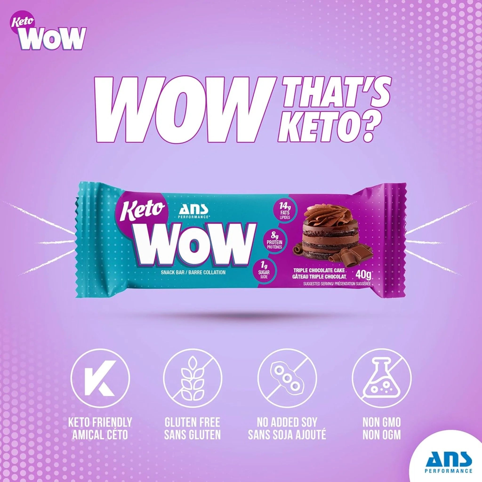 ANS KetoWOW Bar Triple Chocolate 40g