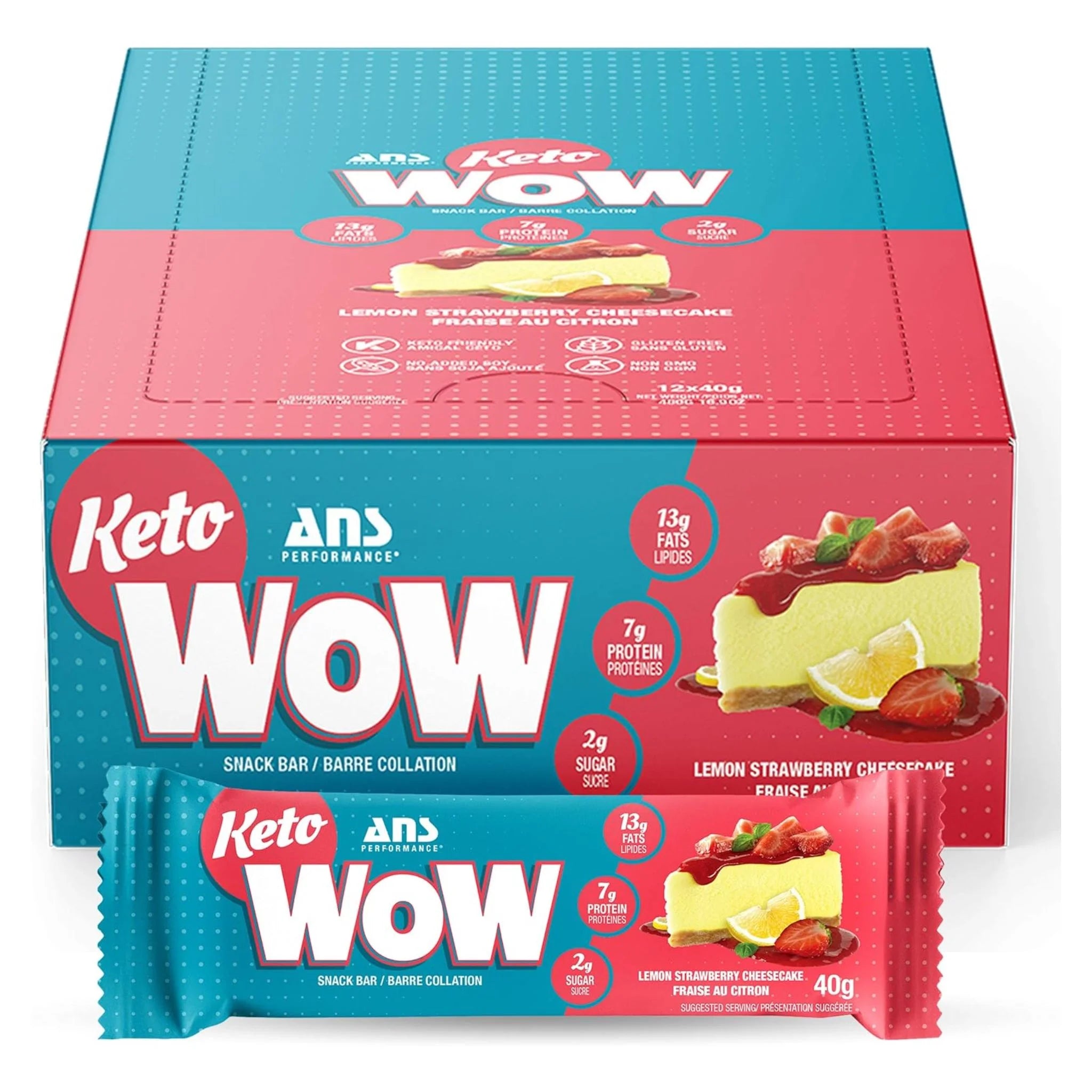 ANS KetoWOW Bar Lemon Strawberry 40g