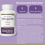 Bioclinic Naturals Ashwagandha 600mg 60 Vegetarian Capsules - Nature's Source Inc