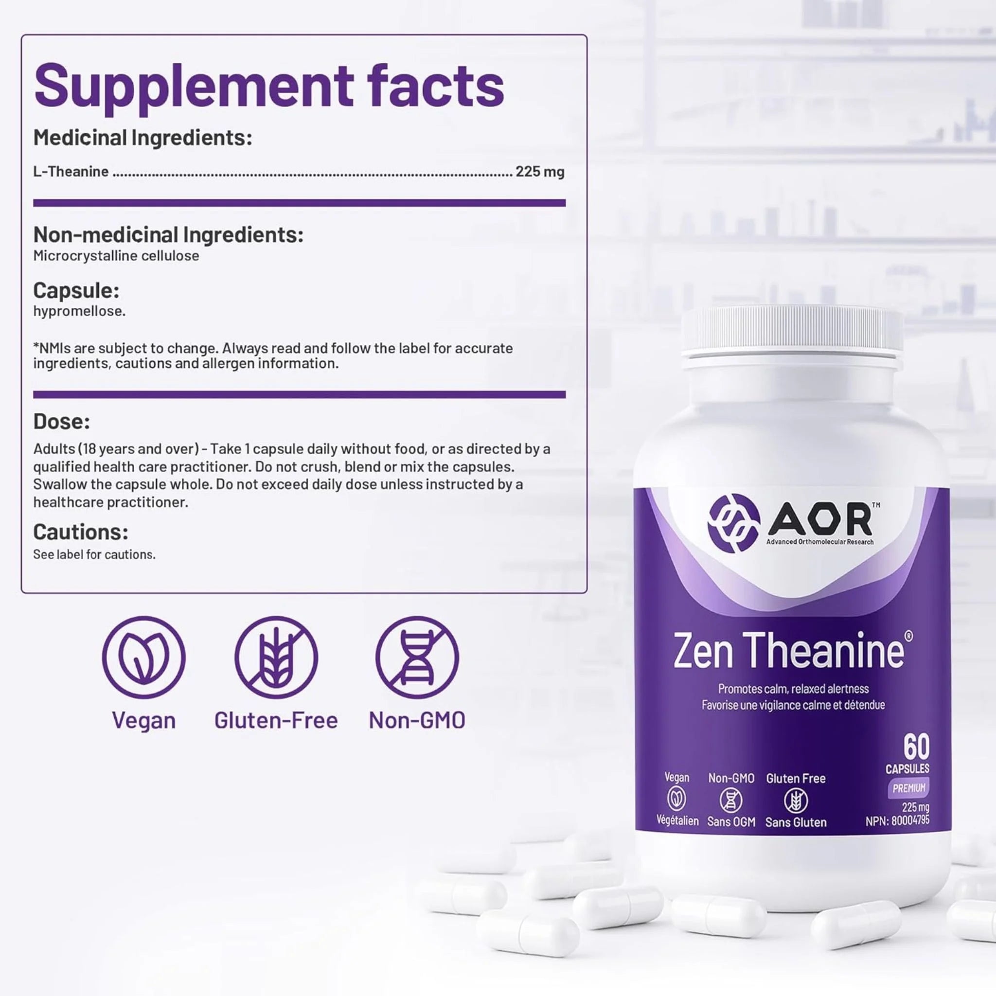 AOR Zen Theanine, 60 Vcaps