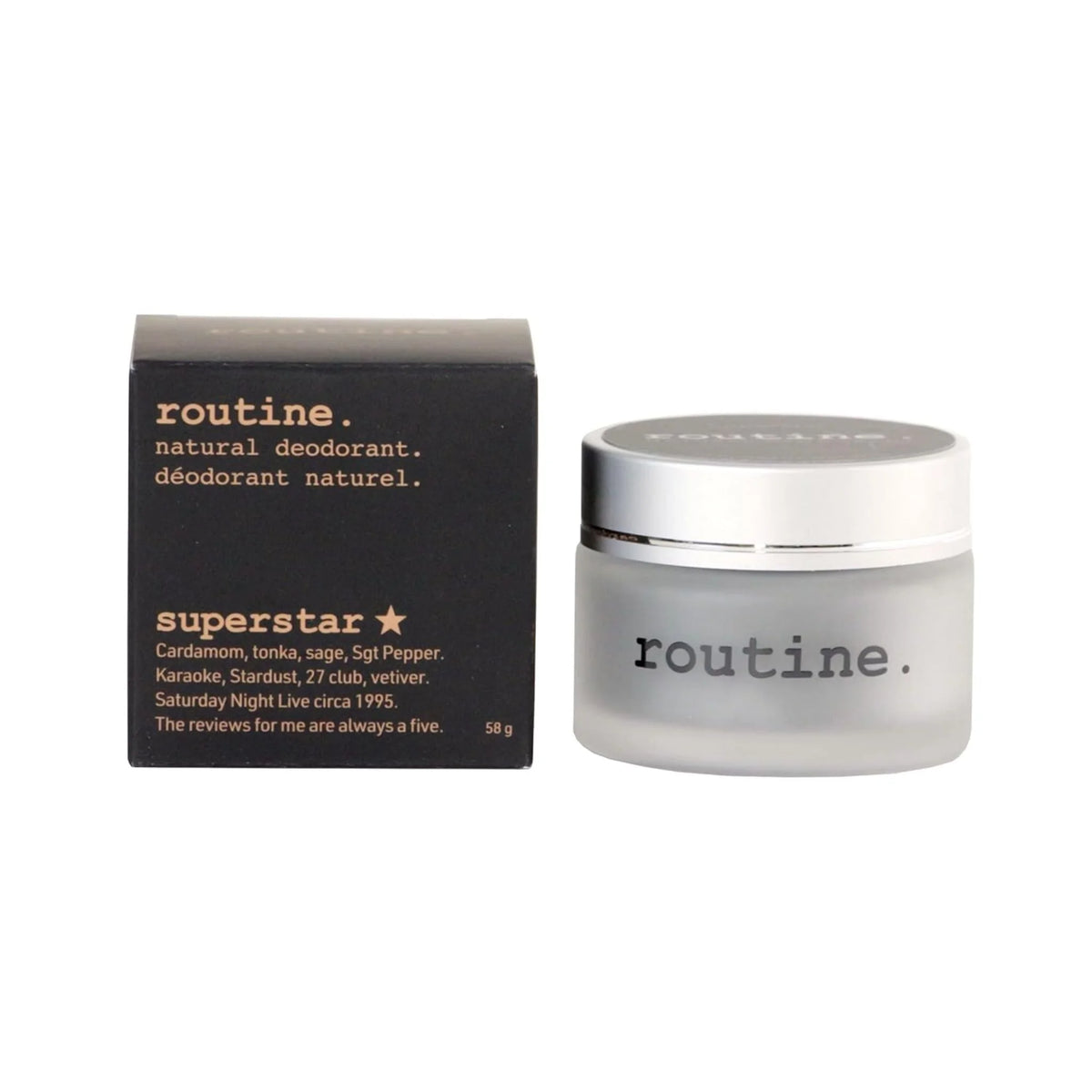 Routine SUPERSTAR Natural Deodorant (Activated Charcoal, Magnesium & Prebiotics) - 58g