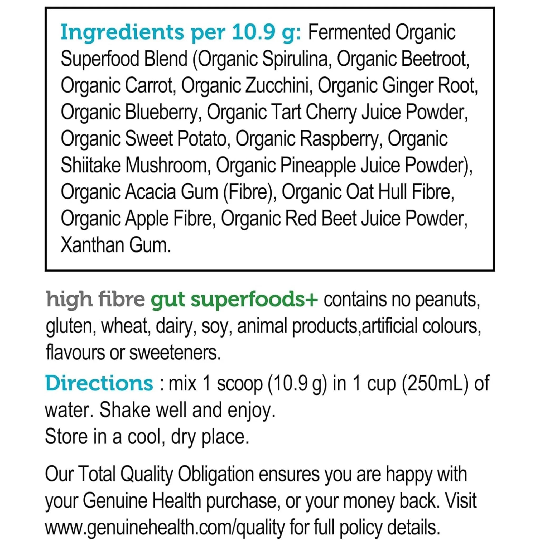 Genuine Health Organic Gut Superfood Unflavoured, Unsweetened 229g