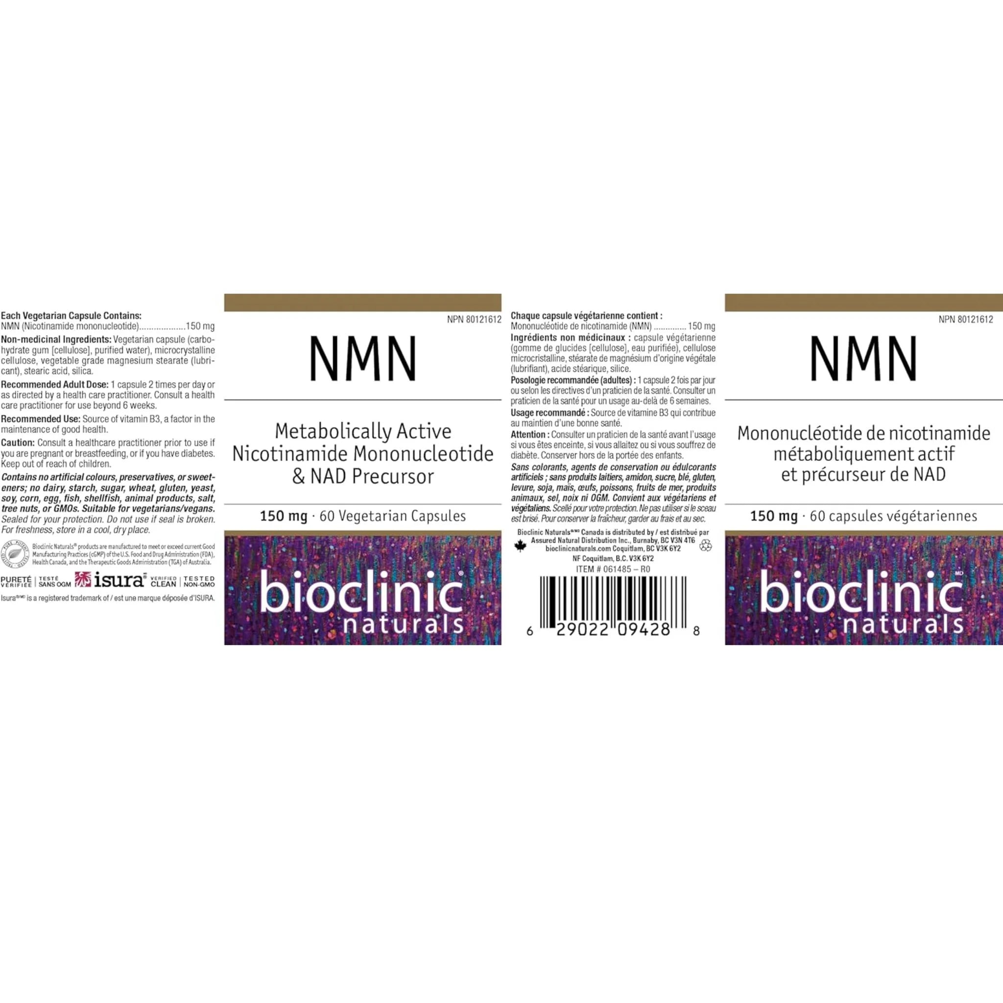 Bioclinic Naturals NMN 150mg 60 Vegetarian Capsules - Nature's Source Inc