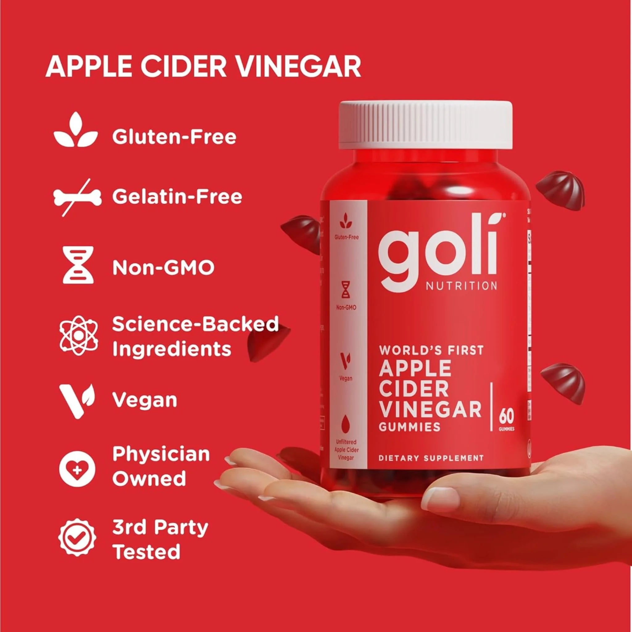 Goli Apple Cider Vinegar Gummy Vitamins 240g (60 Gummies) - Nature's Source Inc