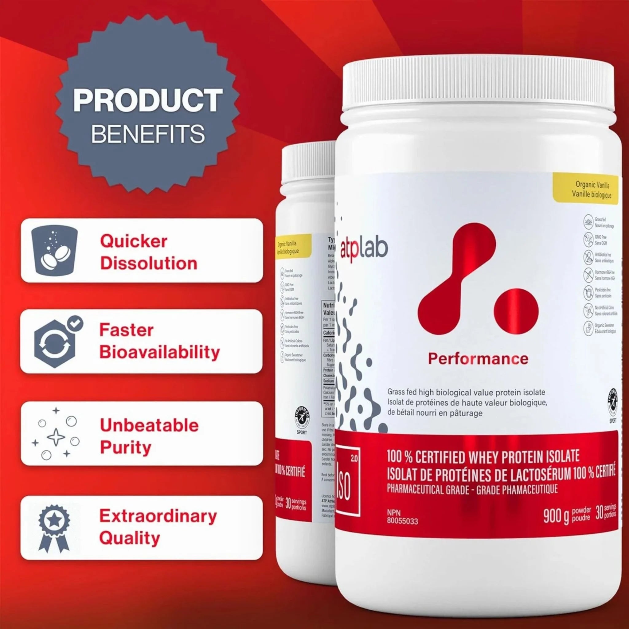 ATP Lab 100% Whey Protein Isolate Vanilla 900g
