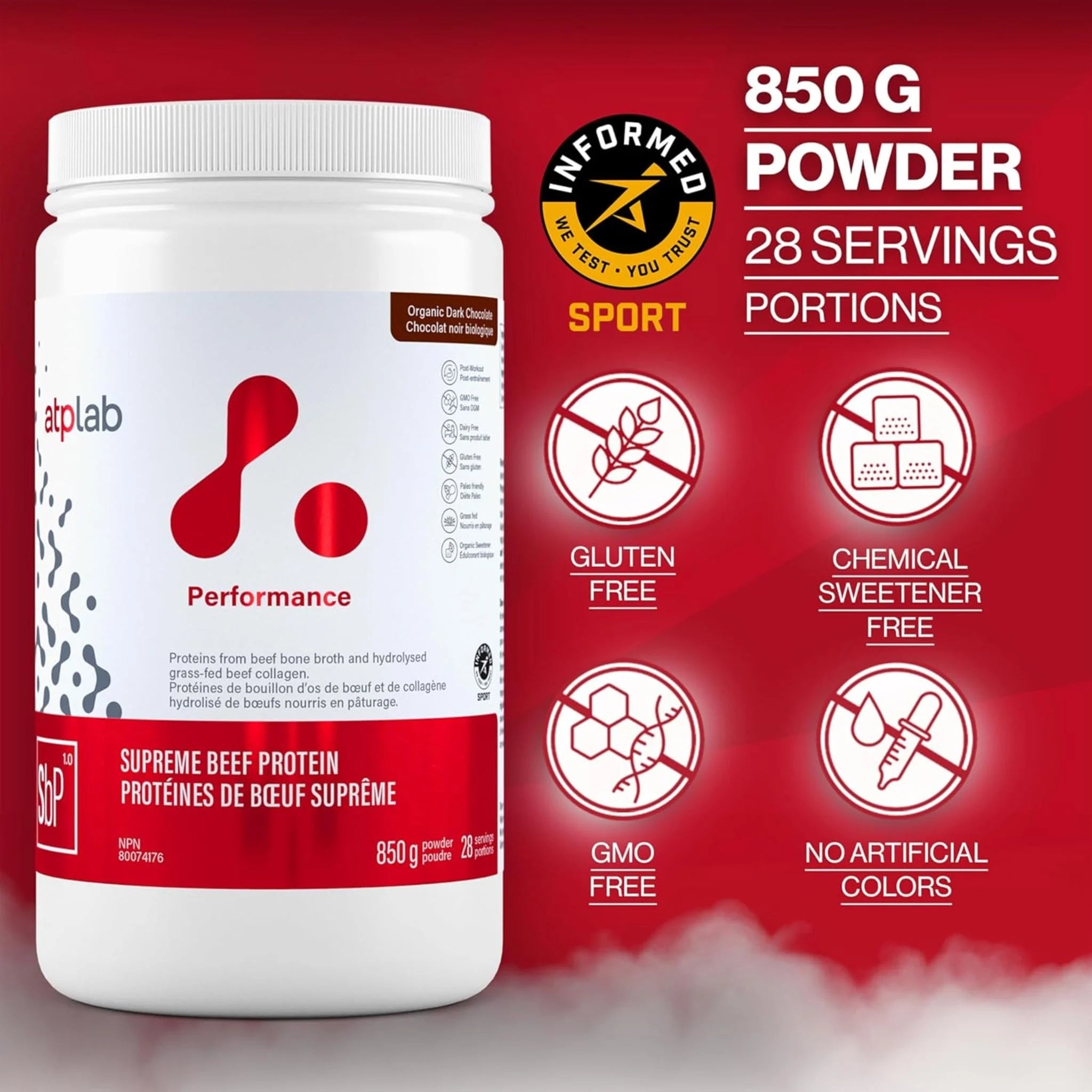 ATP Lab Supreme Beef Protein Chocolate 850g - Nature's Source Inc