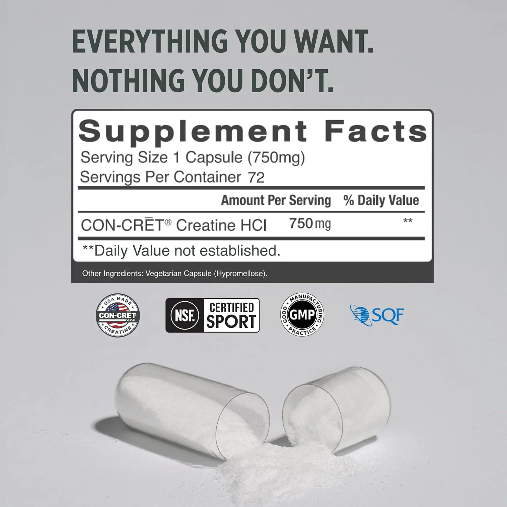 CON-CRET Creatine HCl 72c